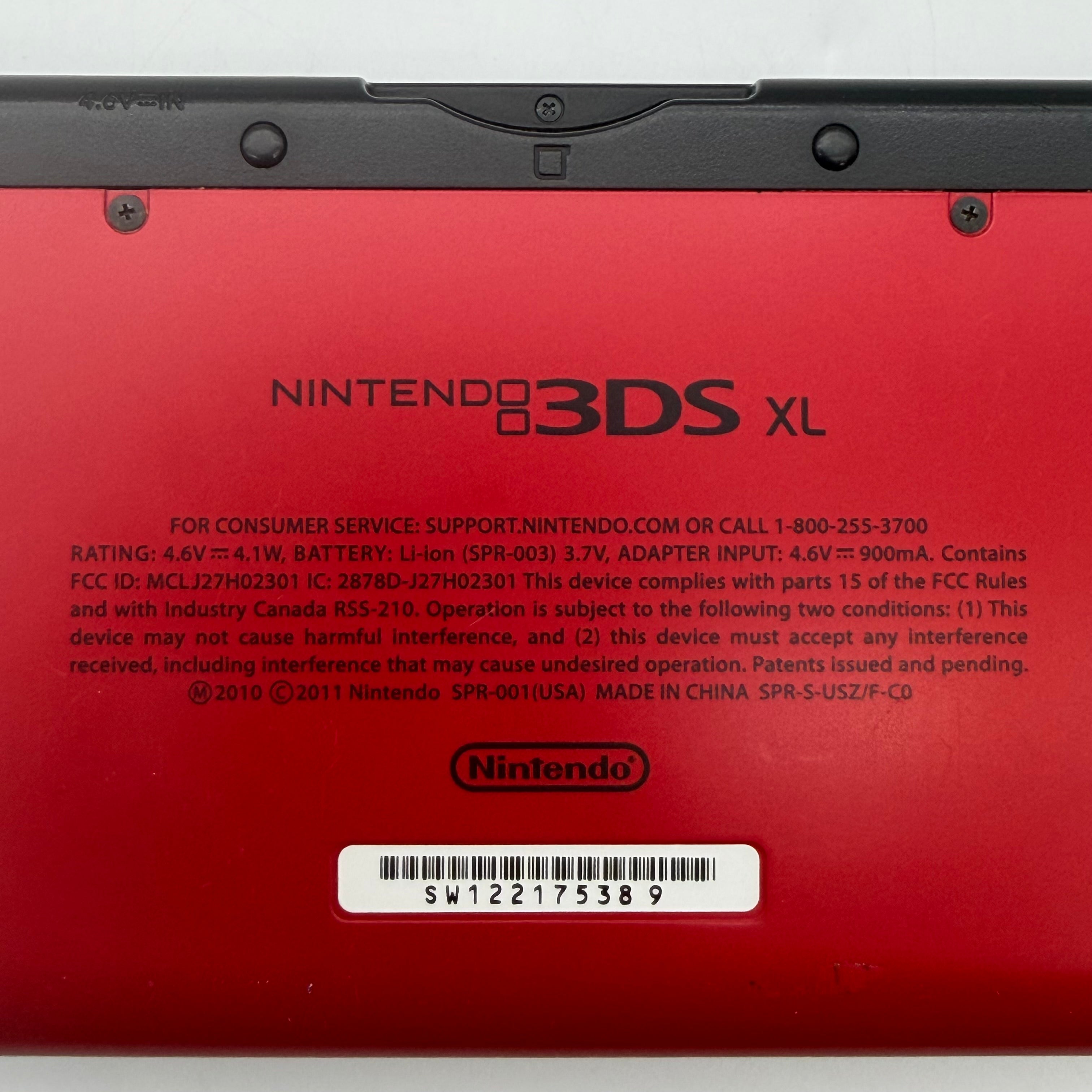 Nintendo 3DS XL SPR-001 Red/Black System w/ Charger & Stylus