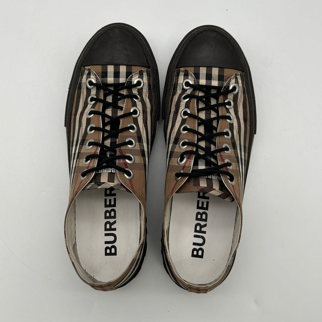 Burberry Vintage Check Sneakers Canvas Low Top Black Sole EU 44 US 11 Plaid Men’s