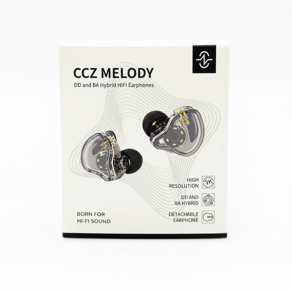 CCZ Melody BC01 Hi-Fi In-Ear Monitors - Hybrid DD+BA Earphones - Clear Black