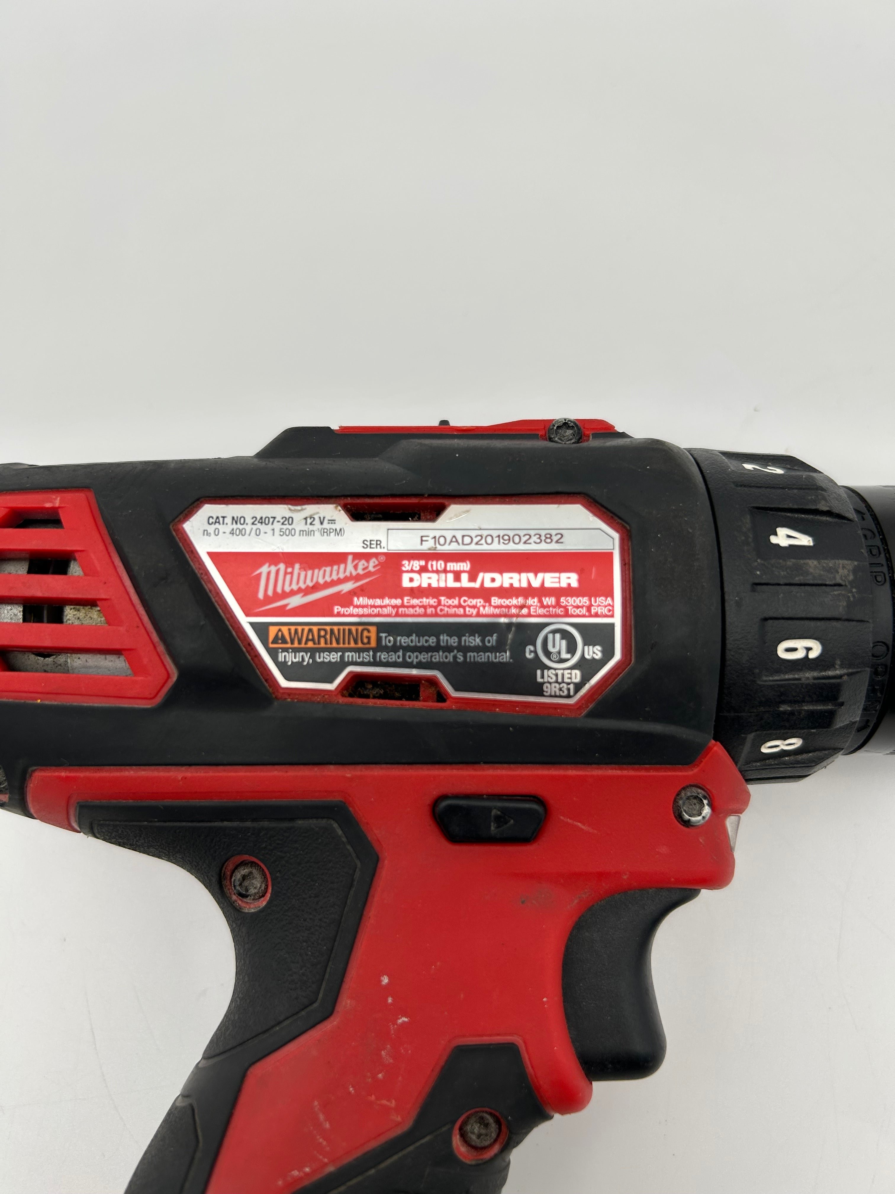 Milwaukee 2407-20 3/8" (10mm) Drill/Driver Red Used - C 2 Batteries