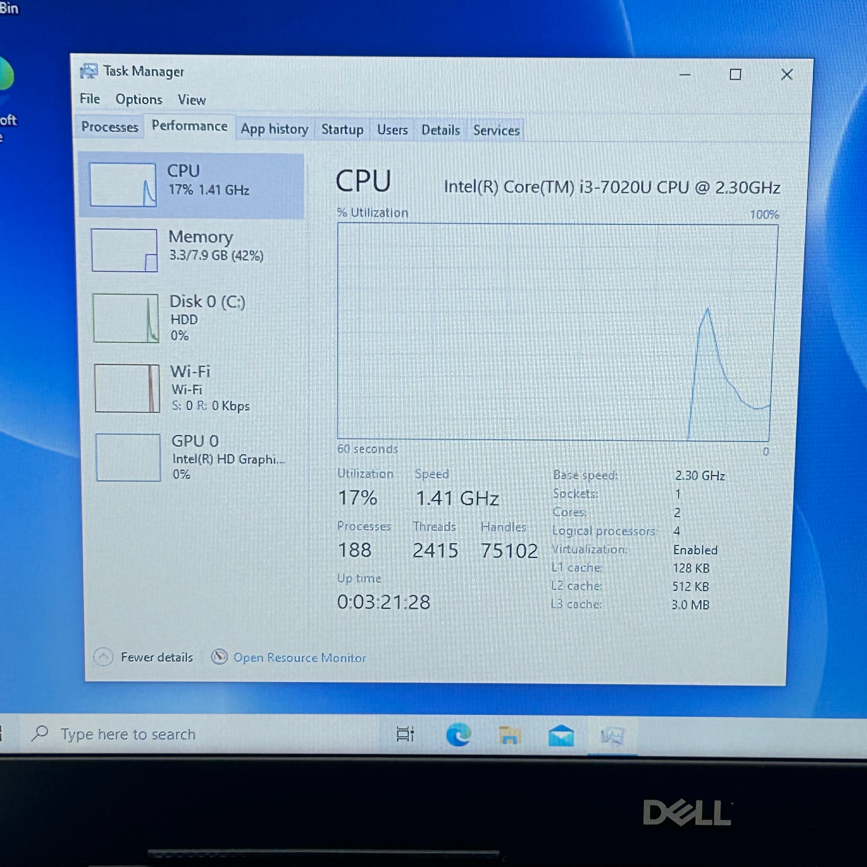 Dell Inspiron 3581 i3 2.3GHz, 8GB RAM, 1TB HDD Laptop