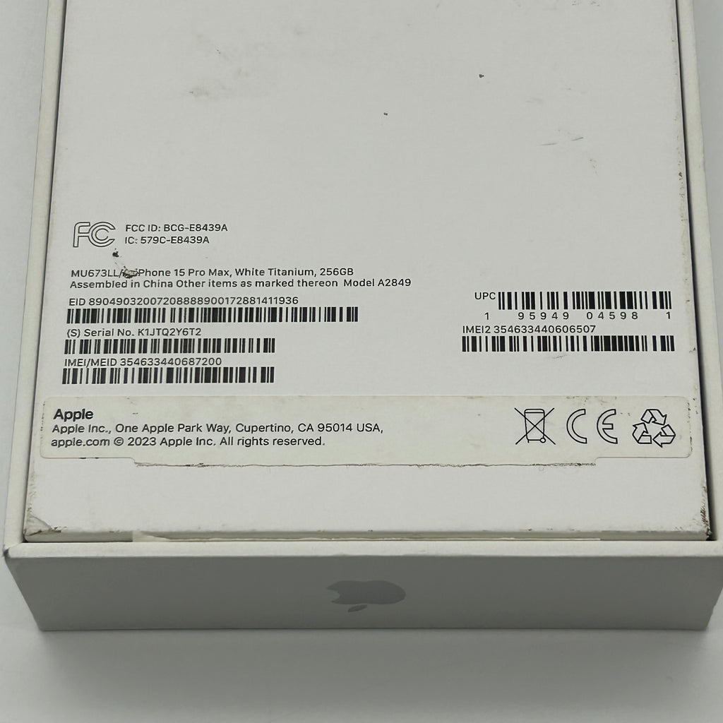 Apple iPhone 15 Pro Max 256GB Factory Unlocked 84%BH White Titanium