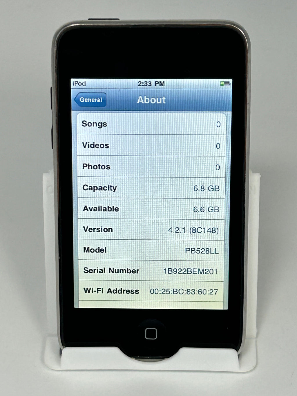 Apple iPod Touch 2nd Generation Silver, A1288, 8GB Unlocked Tested Working