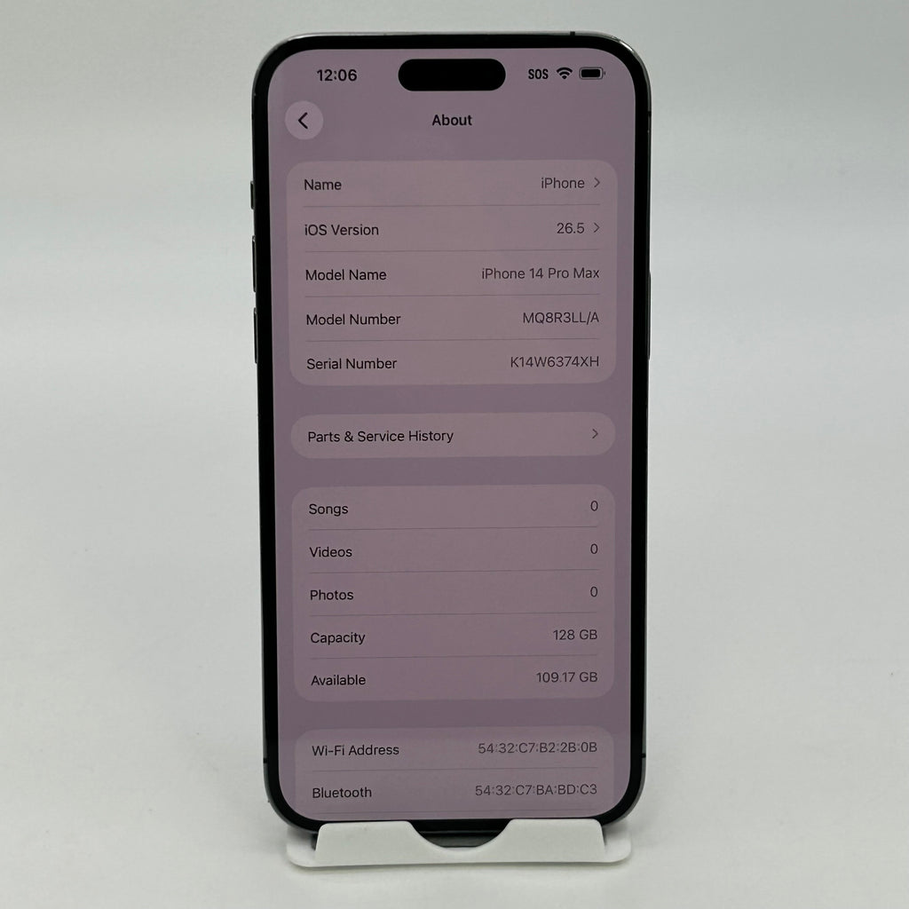 iPhone 14 Pro Max 128GB Deep Purple MQ8R3LL/A | Spectrum | 76% Batt Service