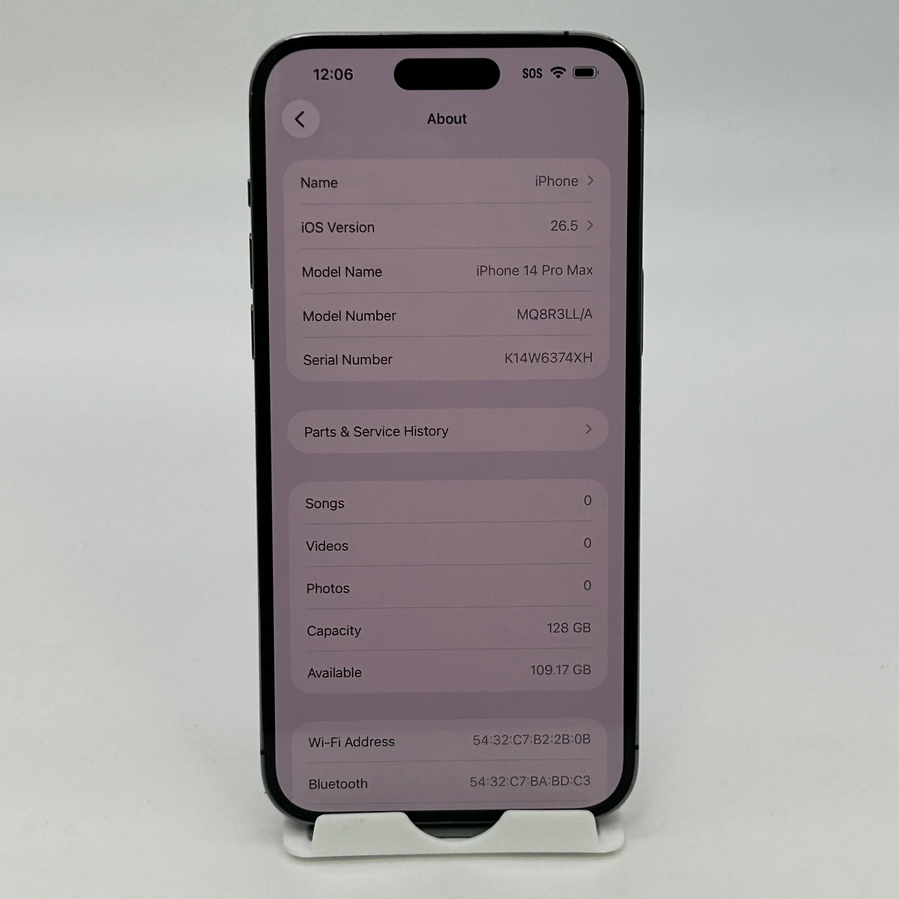 iPhone 14 Pro Max 128GB Deep Purple MQ8R3LL/A | Spectrum | 76% Batt Service