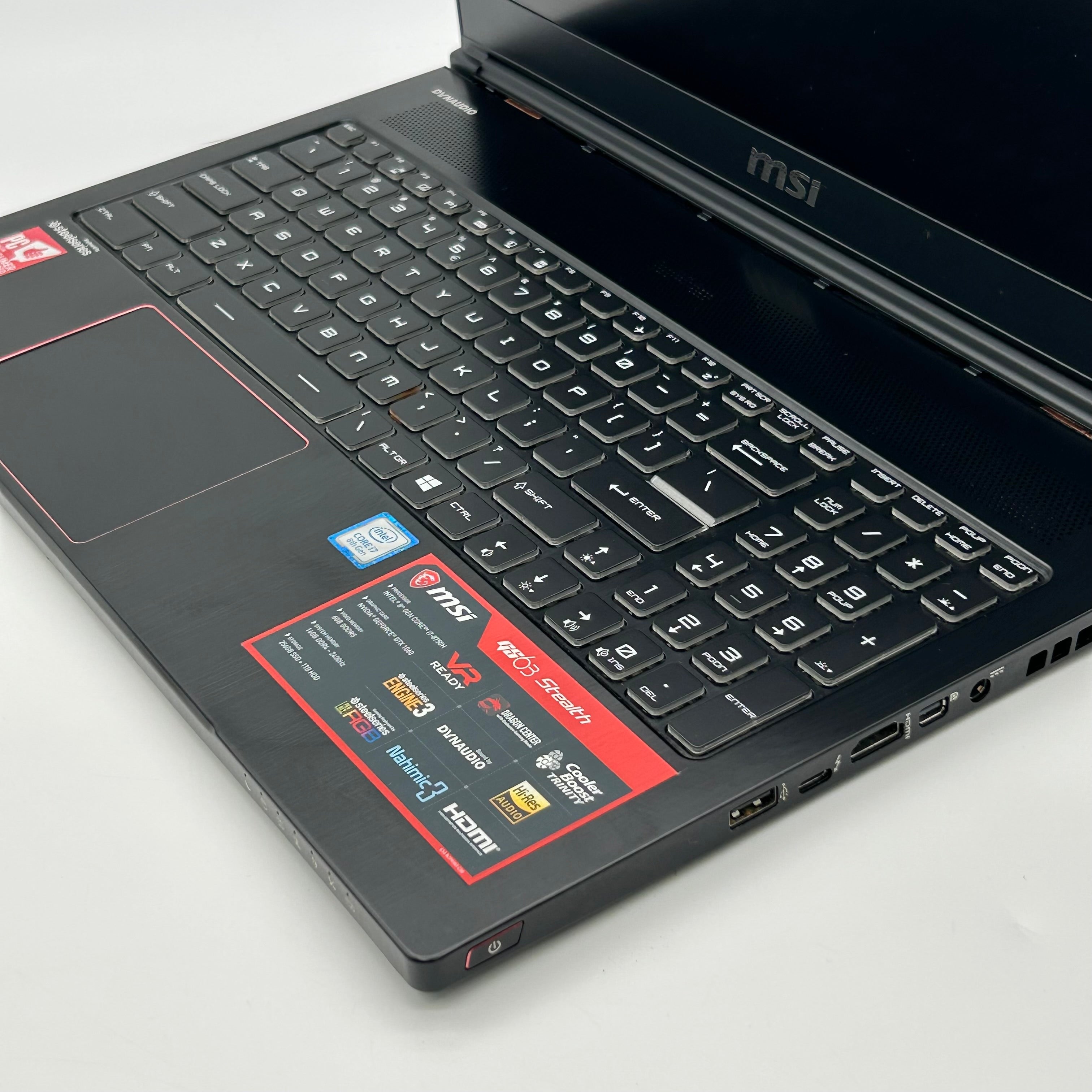 MSI GS63 Stealth 8RE 15.6" FHD 120Hz Intel Core i7-8750H 16GB RAM 256GB SSD 1TB HDD Black Gaming Laptop Used With Box
