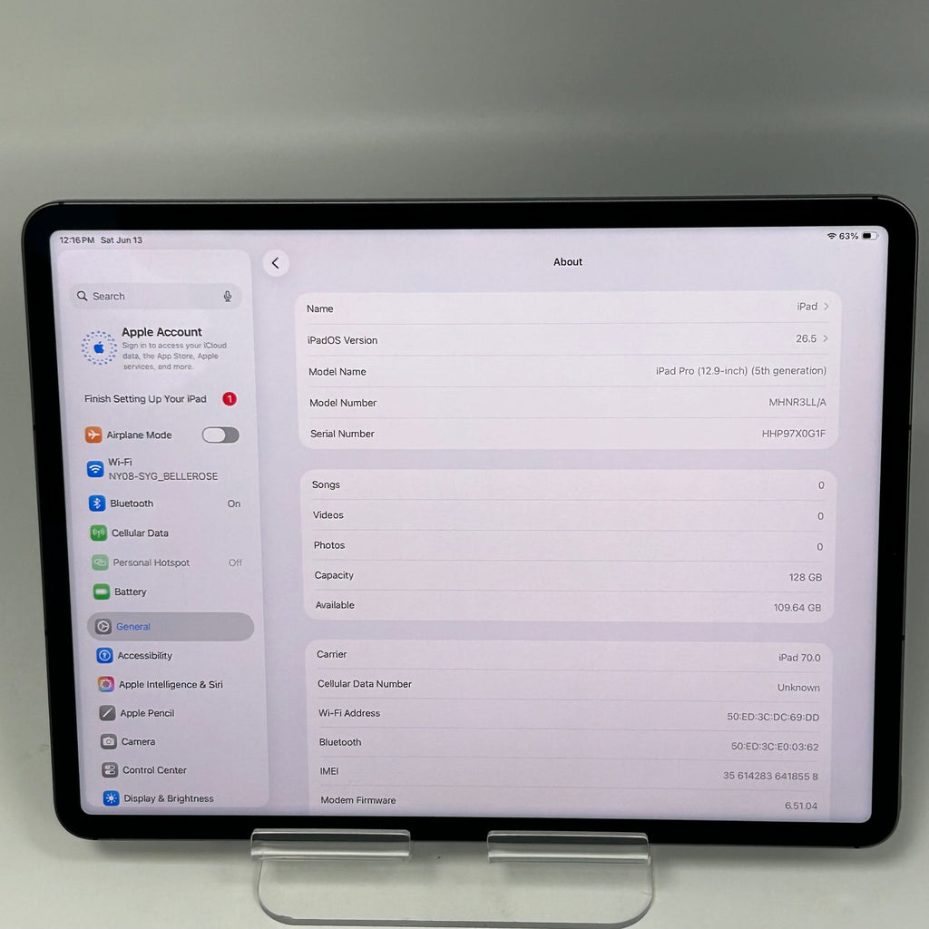 Apple iPad Pro 5th Gen 128GB Wi-Fi + Cellular 12.9'' Silver MHNR3LL/A