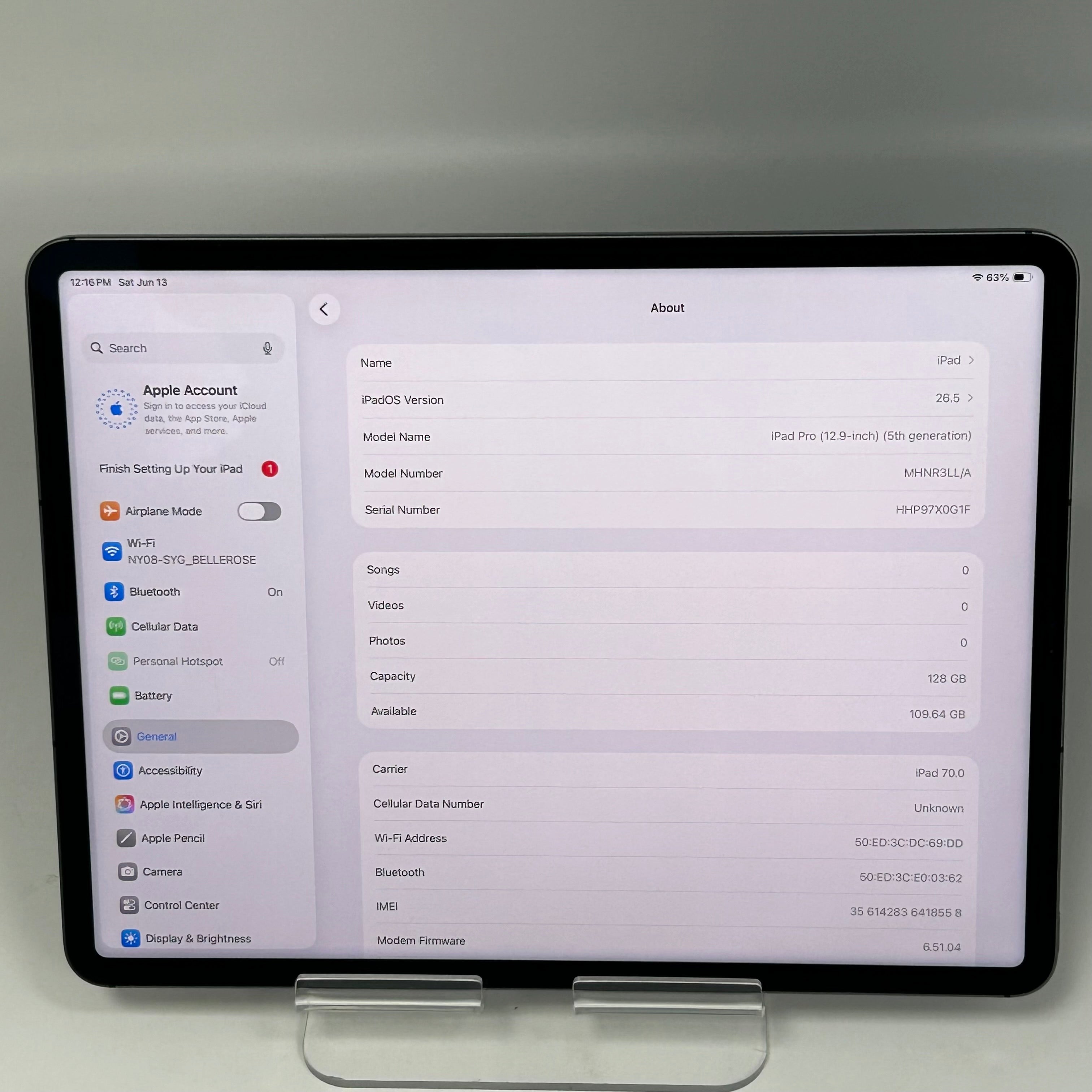 Apple iPad Pro 5th Gen 128GB Wi-Fi + Cellular 12.9'' Silver MHNR3LL/A