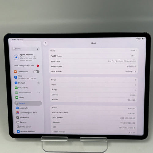 Apple iPad Pro 5th Gen 128GB Wi-Fi + Cellular 12.9'' Silver MHNR3LL/A