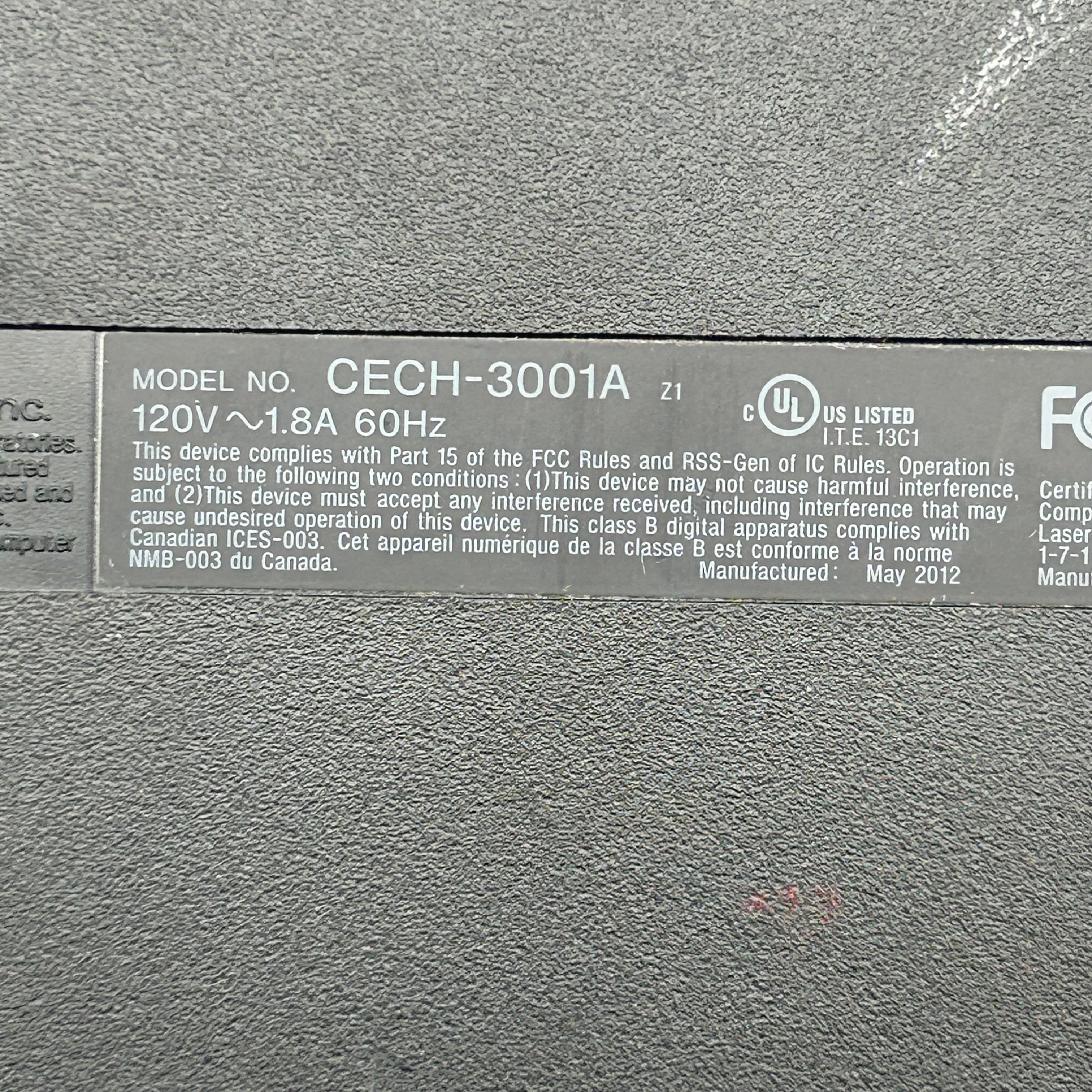 Sony PlayStation 3 CECH-3001A - For Parts Only