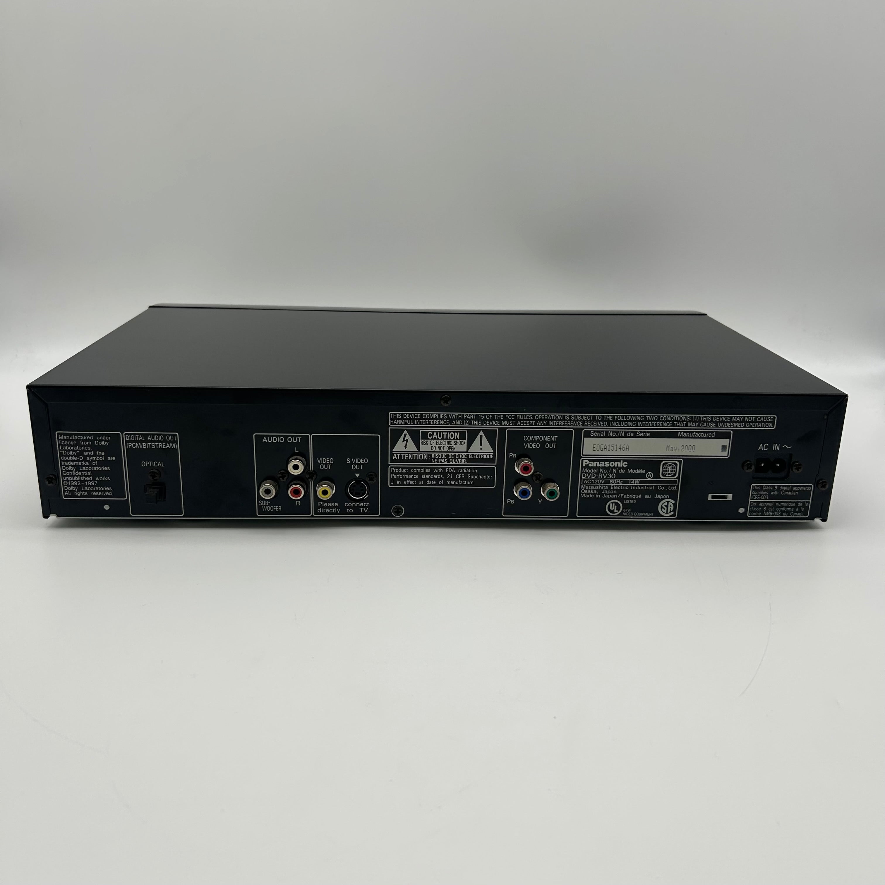Panasonic RV30 DVD Player Untested - Parts Only