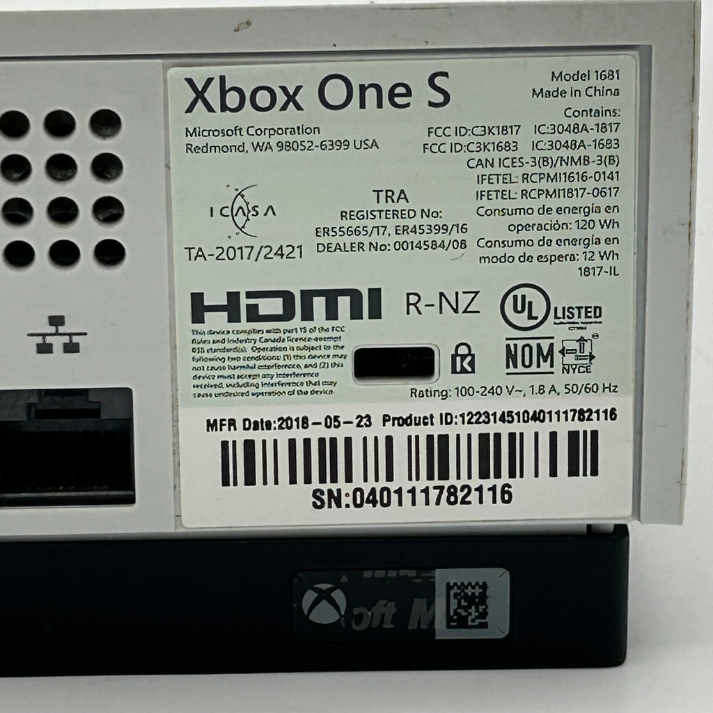 Microsoft Xbox One S 1681 2016 White Console Only  - For Parts