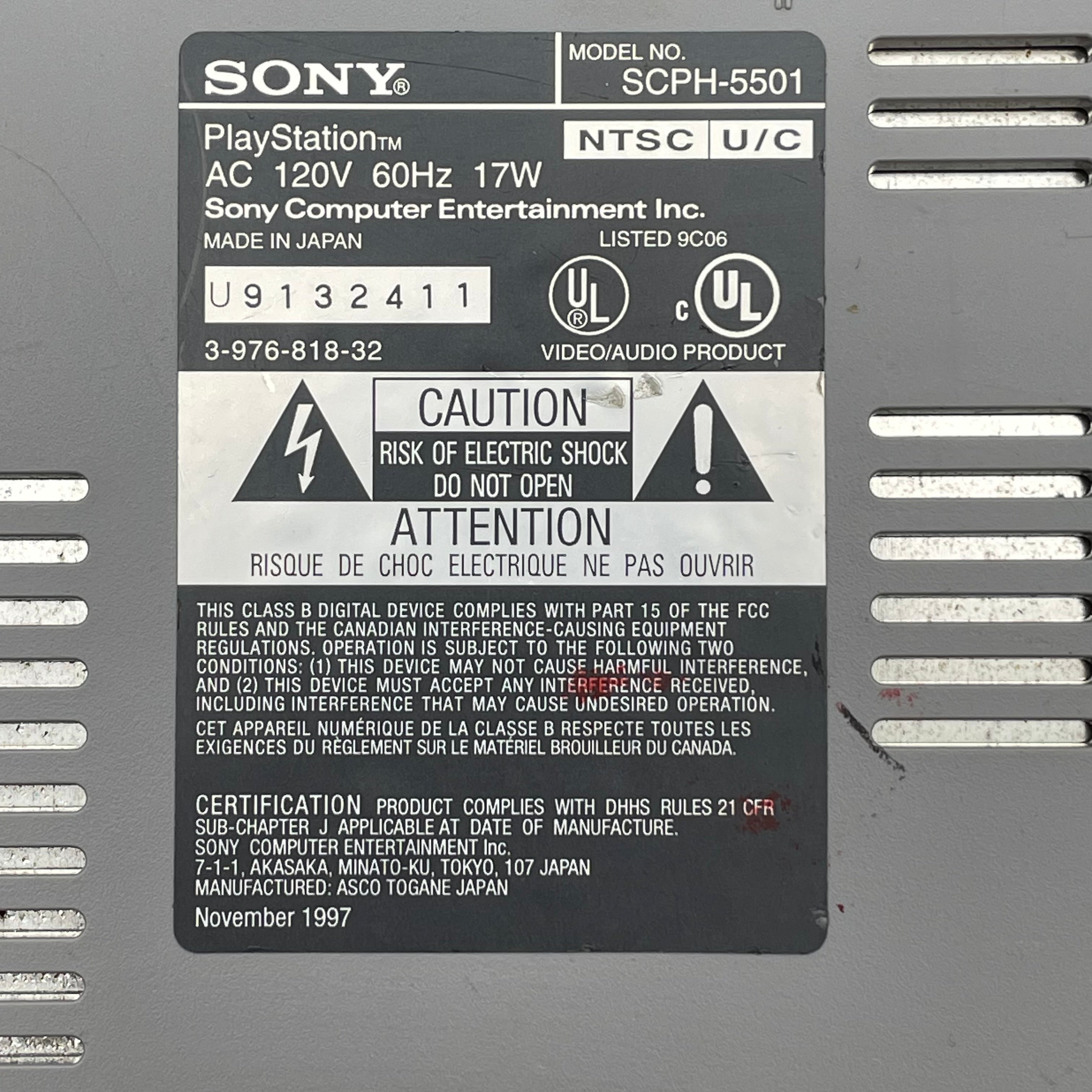 Sony PlayStation 1 SCPH-5501-For Parts Only