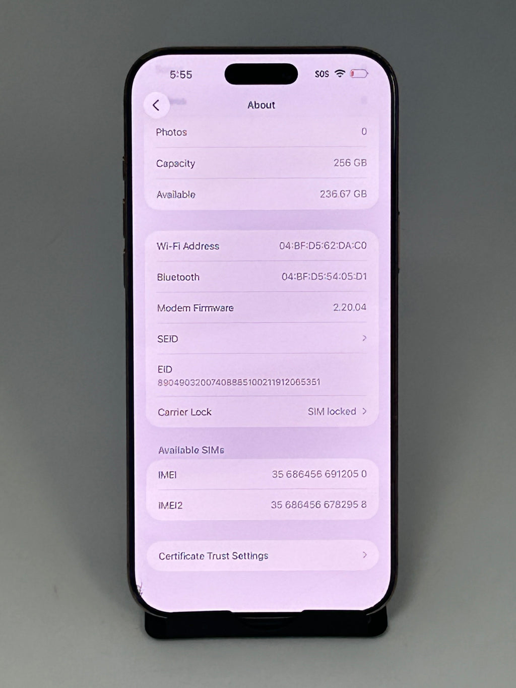 Spectrum Apple iPhone 16 Pro Max 256GB 260 Cycle Count 95% BH