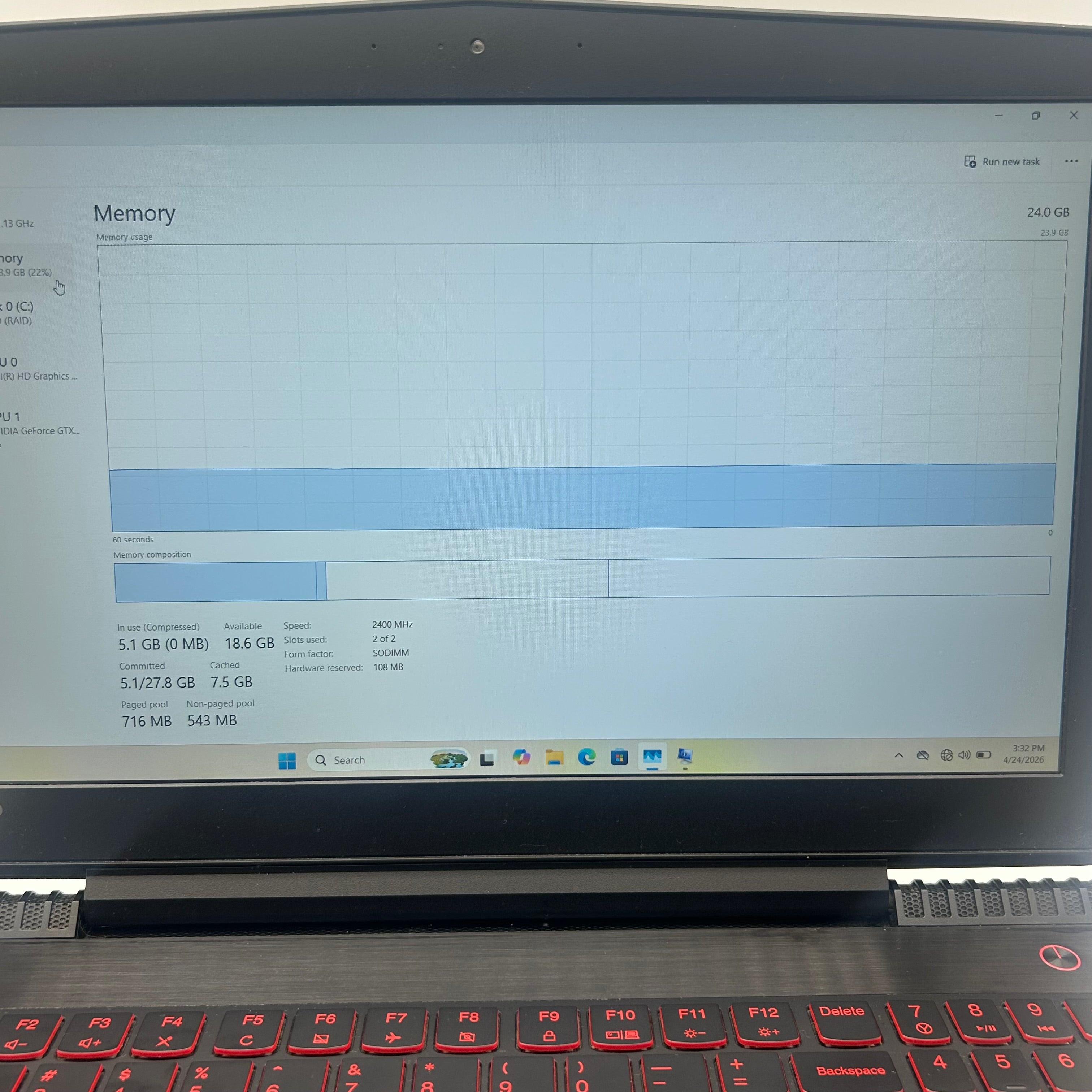 Lenovo Legion Y520-15IKBN 15.6" Core i5 24GB RAM 1TB HDD GTX 1050 Ti Used - No charger