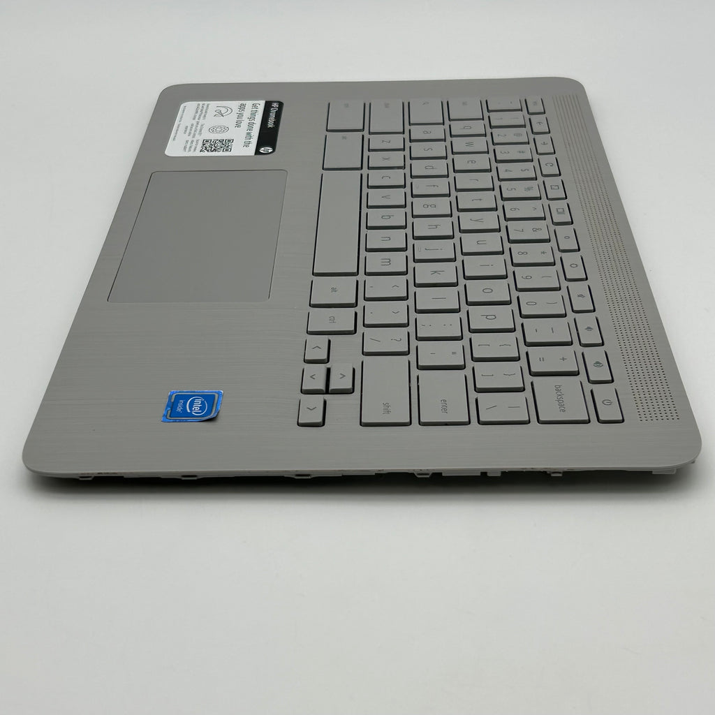 HP Chromebook14A-NE0013DX OEM Palmrest with Keyboard + Touchpad Silver Used