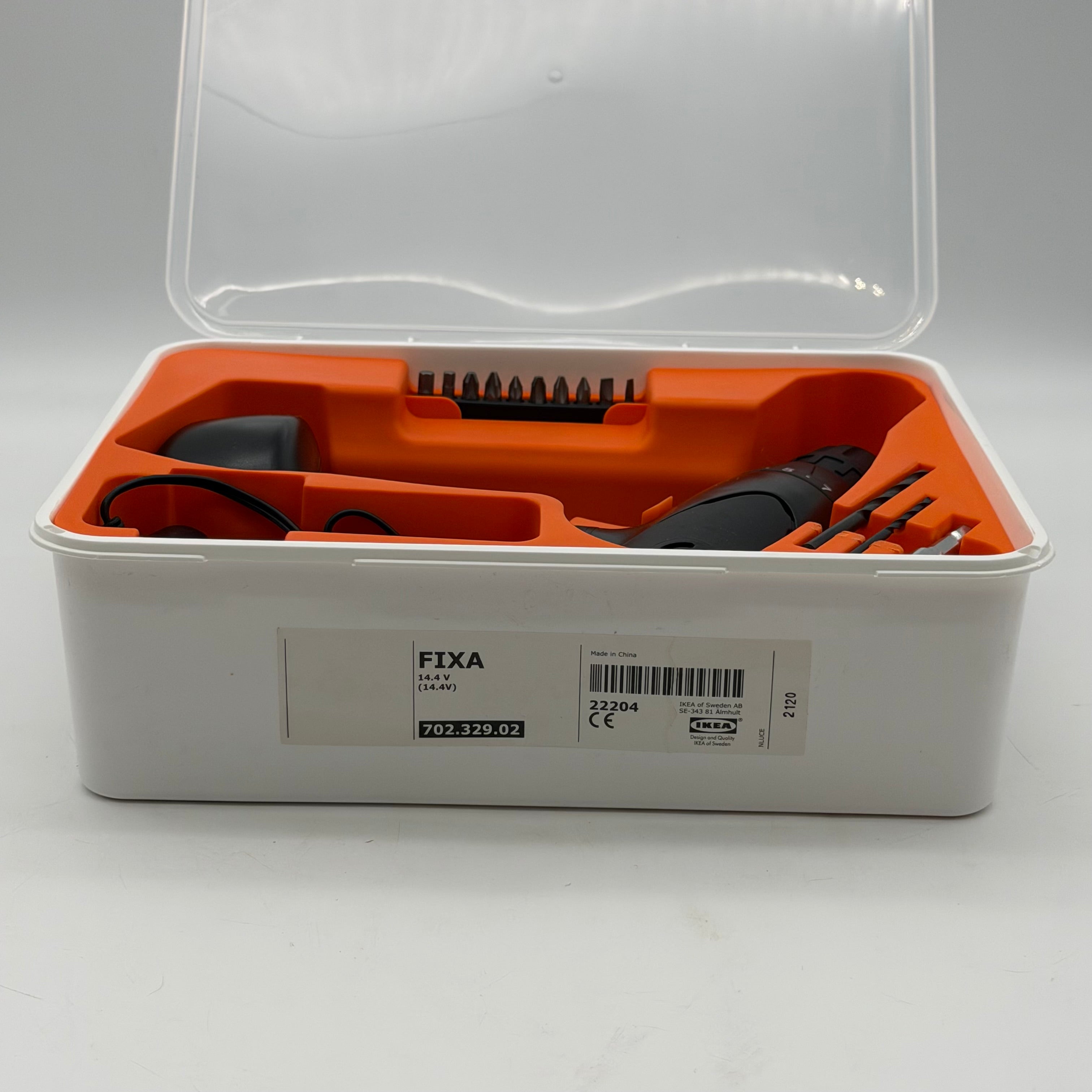 IKEA FIXA Compact Cordless Drill Set Keyless Chuck w/ Case & Bits