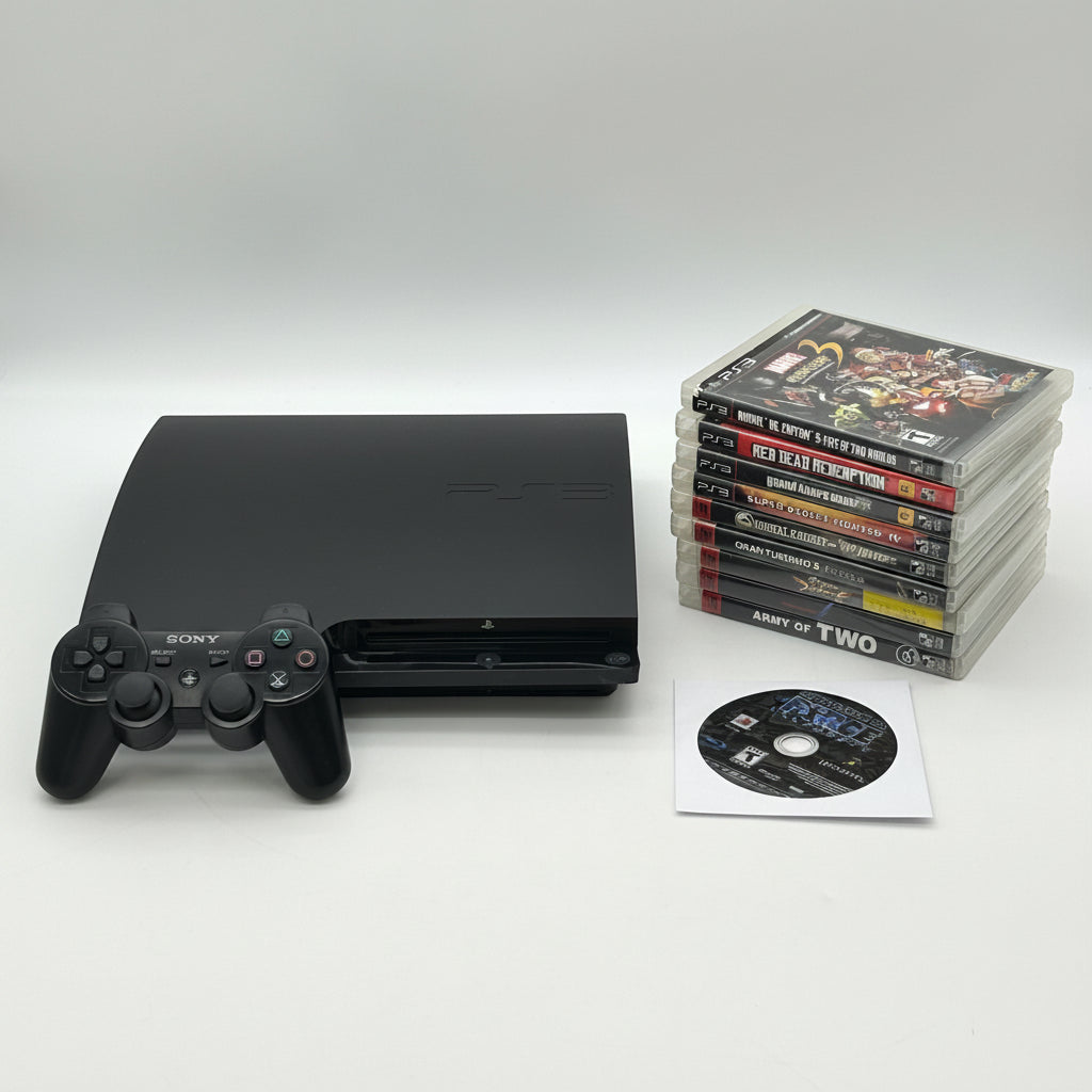 Sony PlayStation 3 PS3 Slim 160GB Console CECH-3001A Bundle with 10 Games & OEM