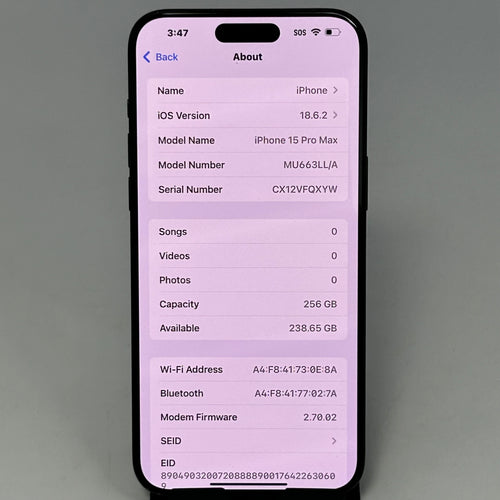 Apple iPhone 15 Pro Max 256GB Unlocked - 86% BH