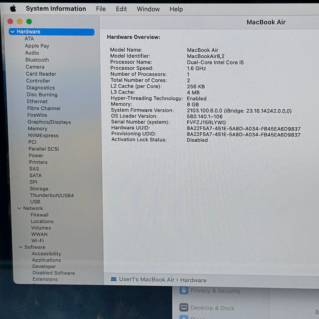 Apple MacBook Air 13" A1932 2019 Space Gray |Core i5|8GB RAM|128GB| - *READ*
