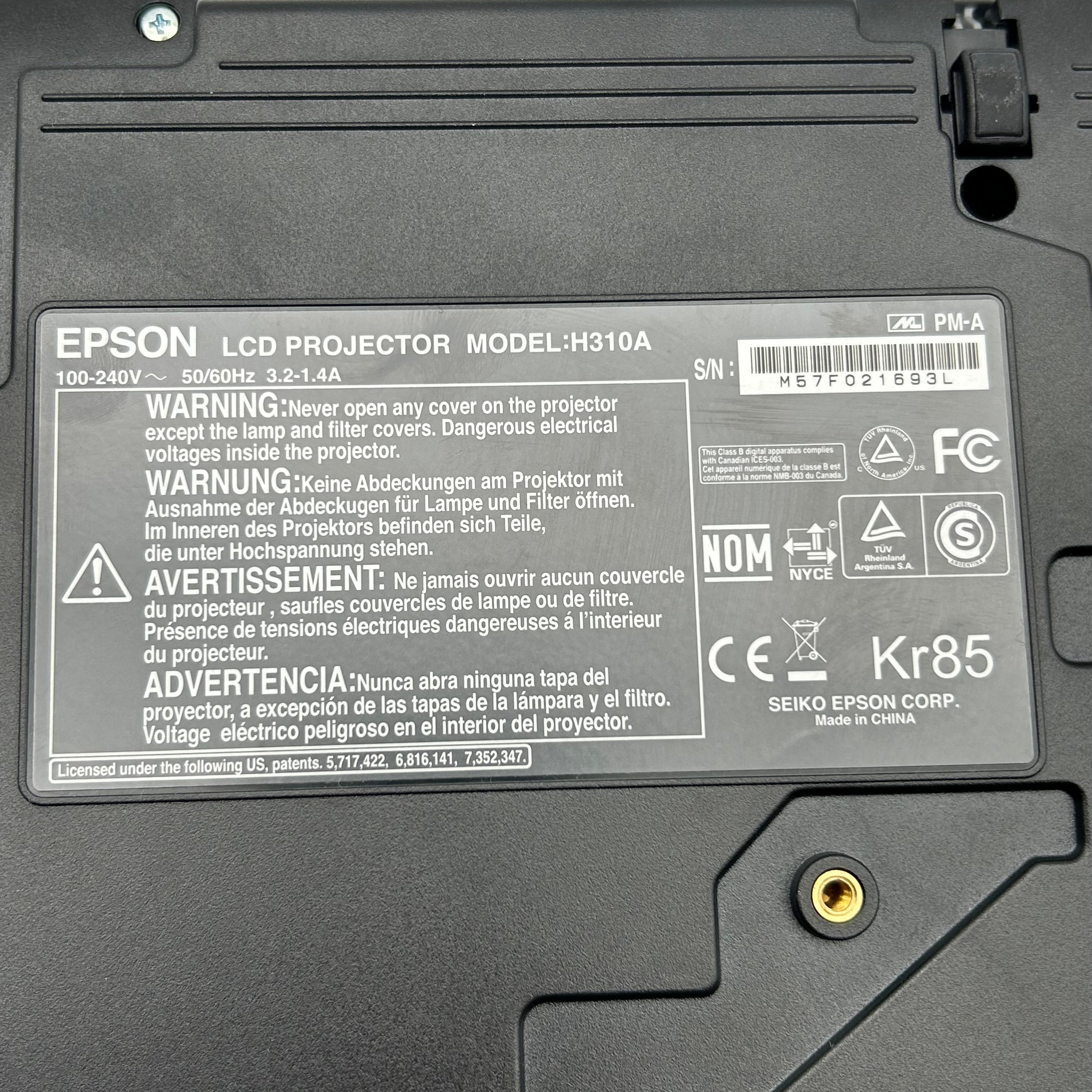 EPSON H310a Black Lumen LCD Projector – Tested