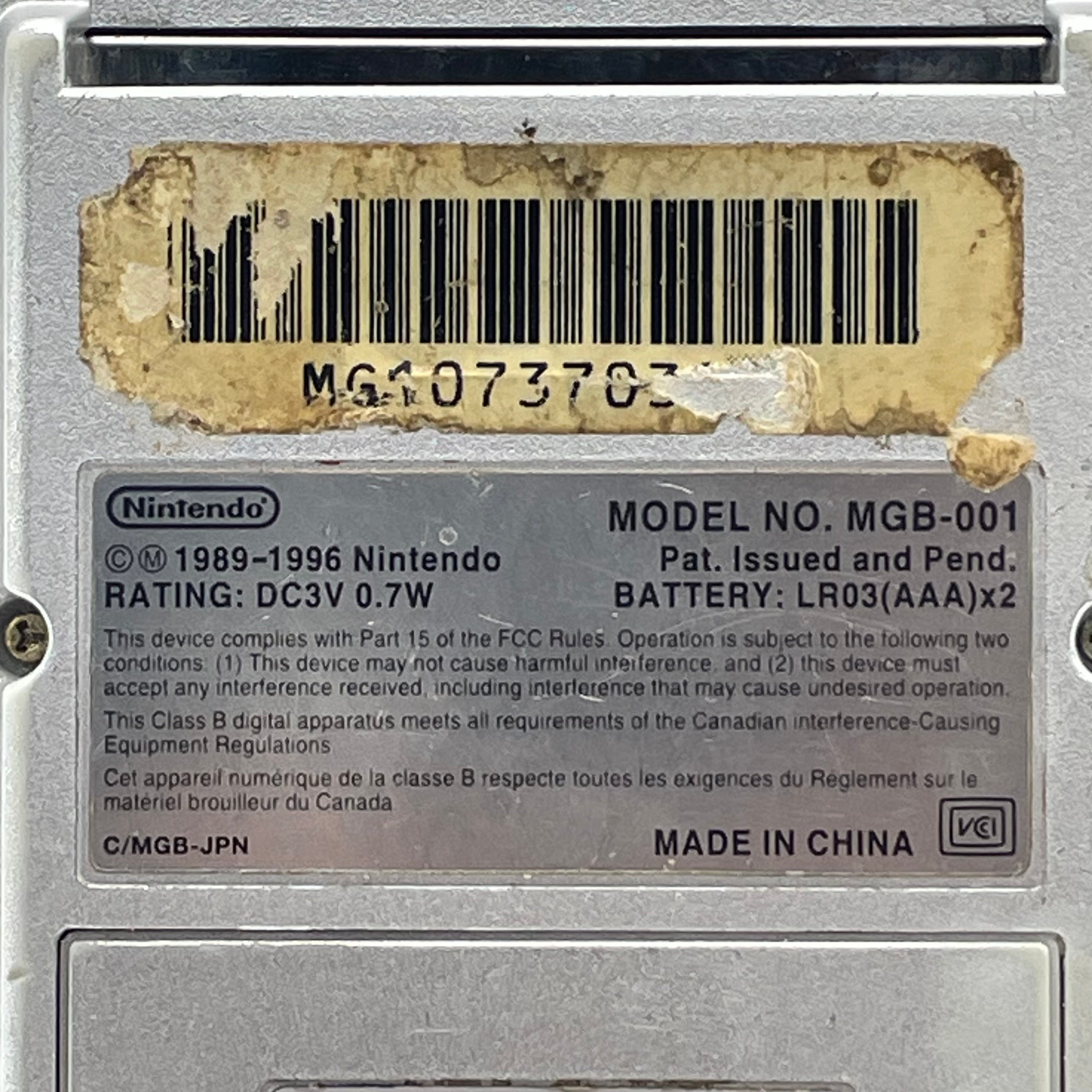 Nintendo GameBoy Pocket MGB-001 1996 Silver- For Parts