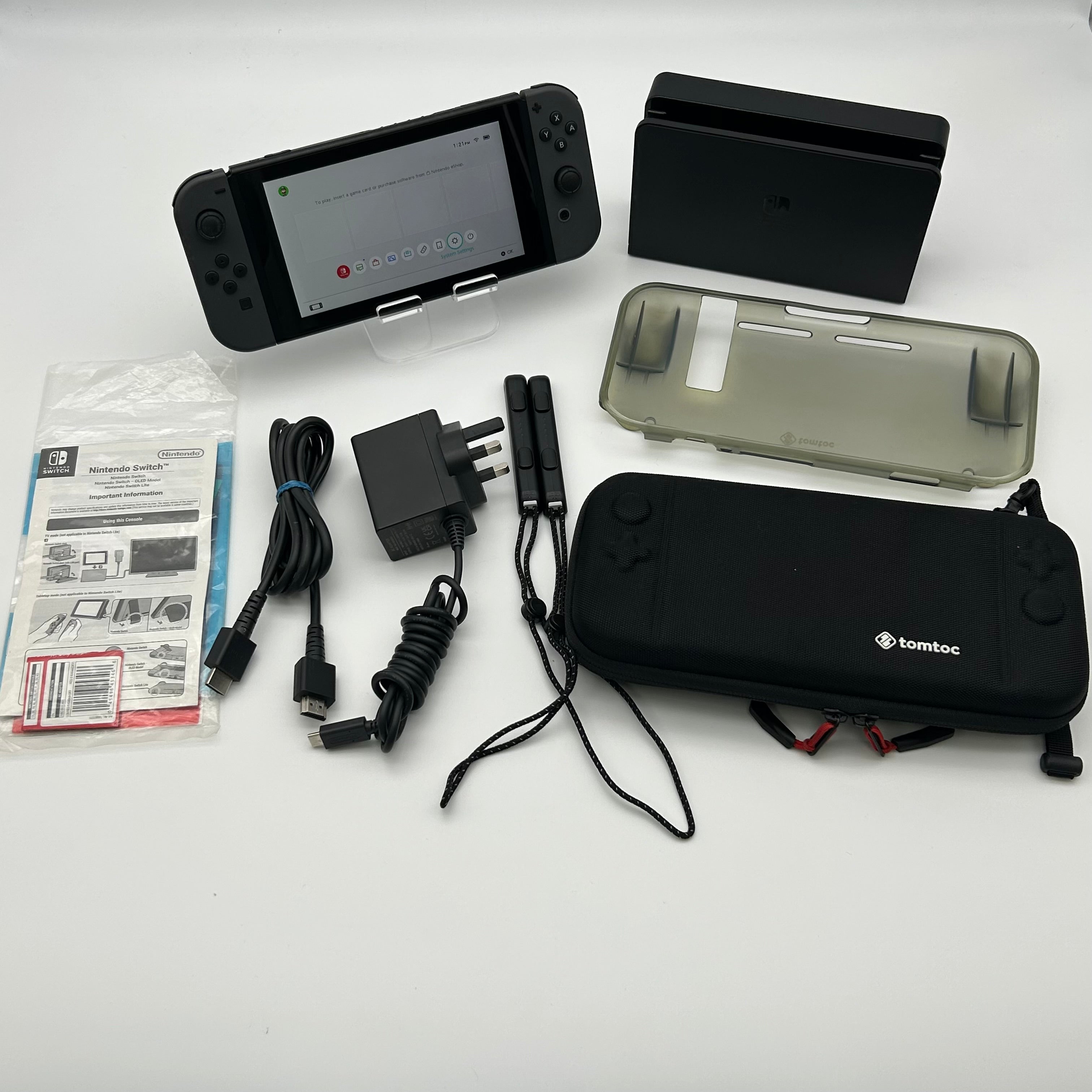 Nintendo Switch OLED Model 2021 32GB (HEG-001) Black - Dock AC Case Included - Used