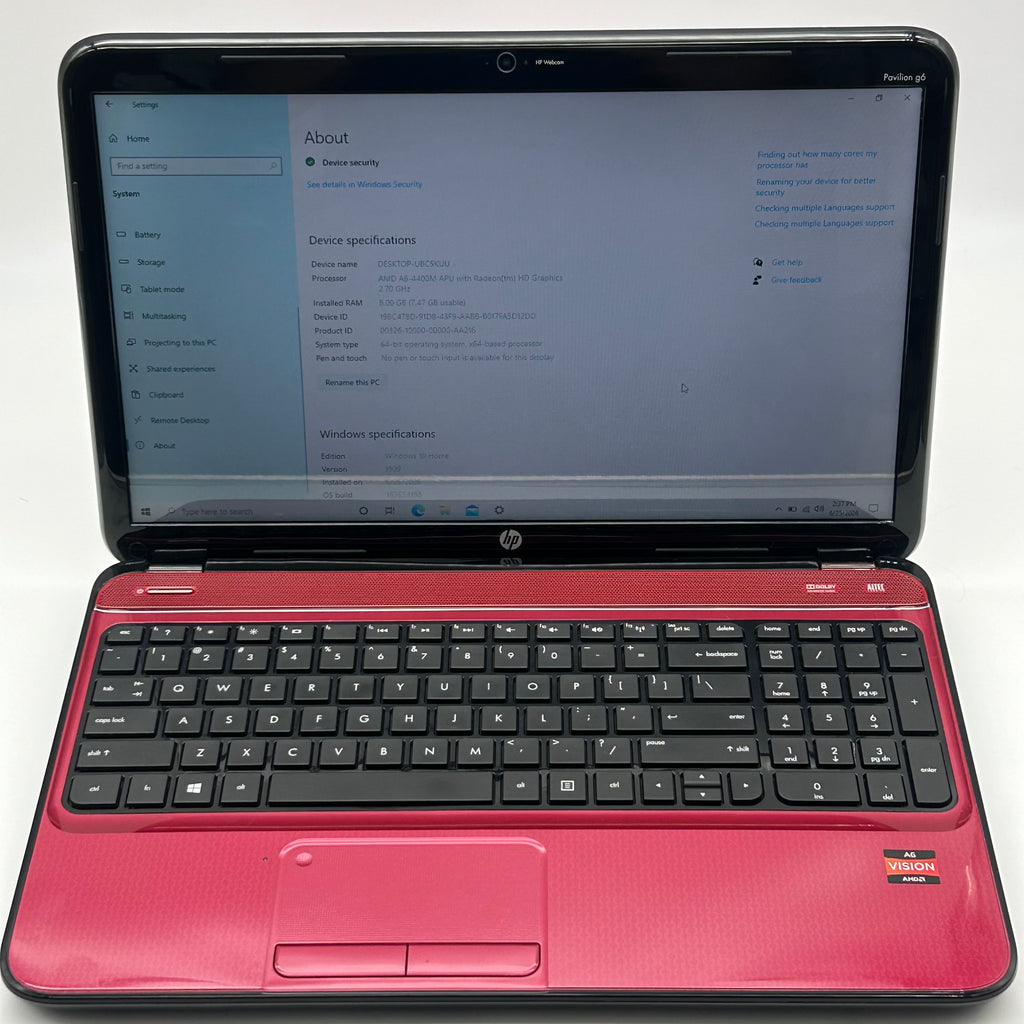 HP Pavilion G6 15.6-Inch Laptop | AMD A6-4400M APU| 8GB RAM| 1TB HDD| Red w/ Charger
