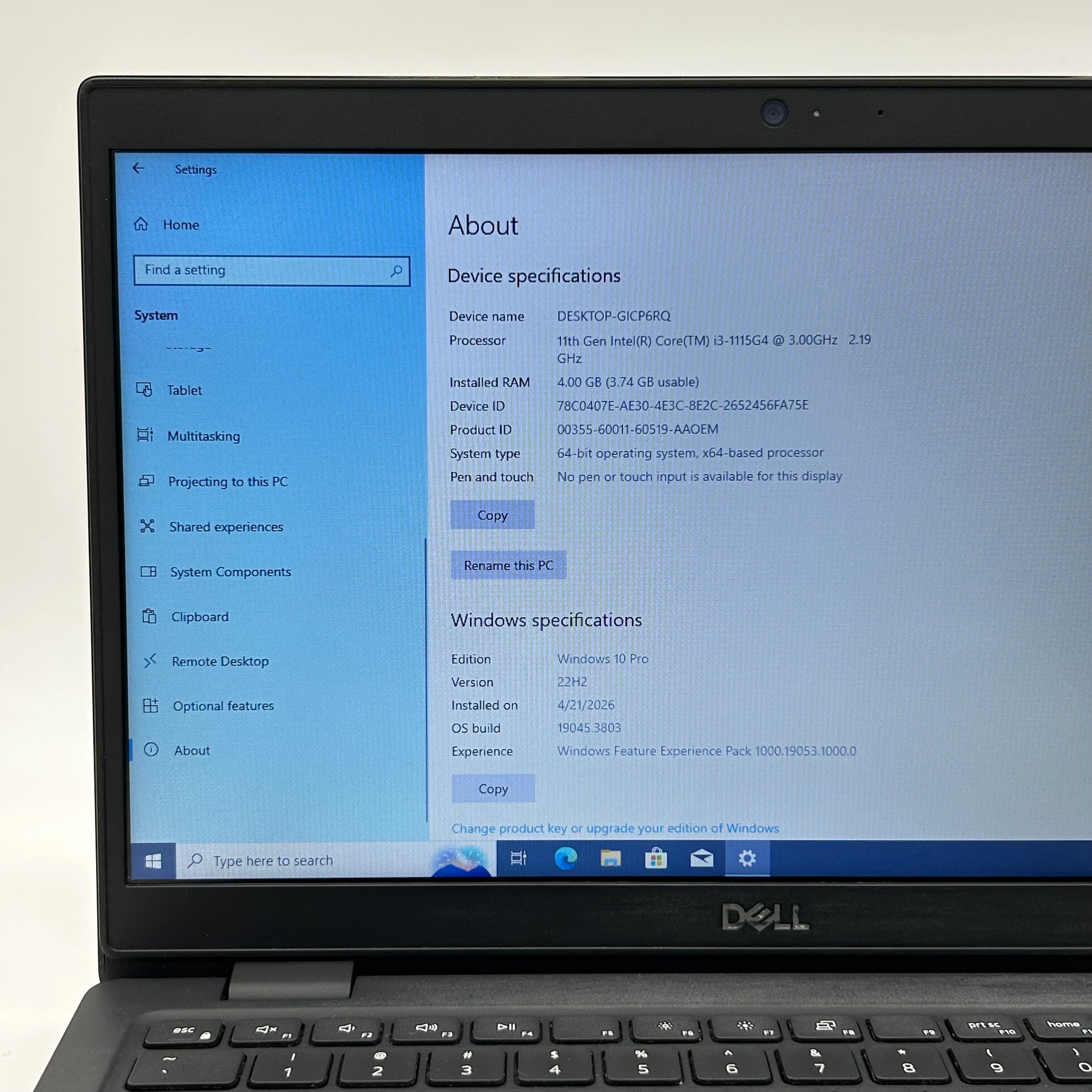 Dell Latitude 3420 14" Intel Core i3-1115G4 4GB RAM 256GB SSD Windows 10 Pro