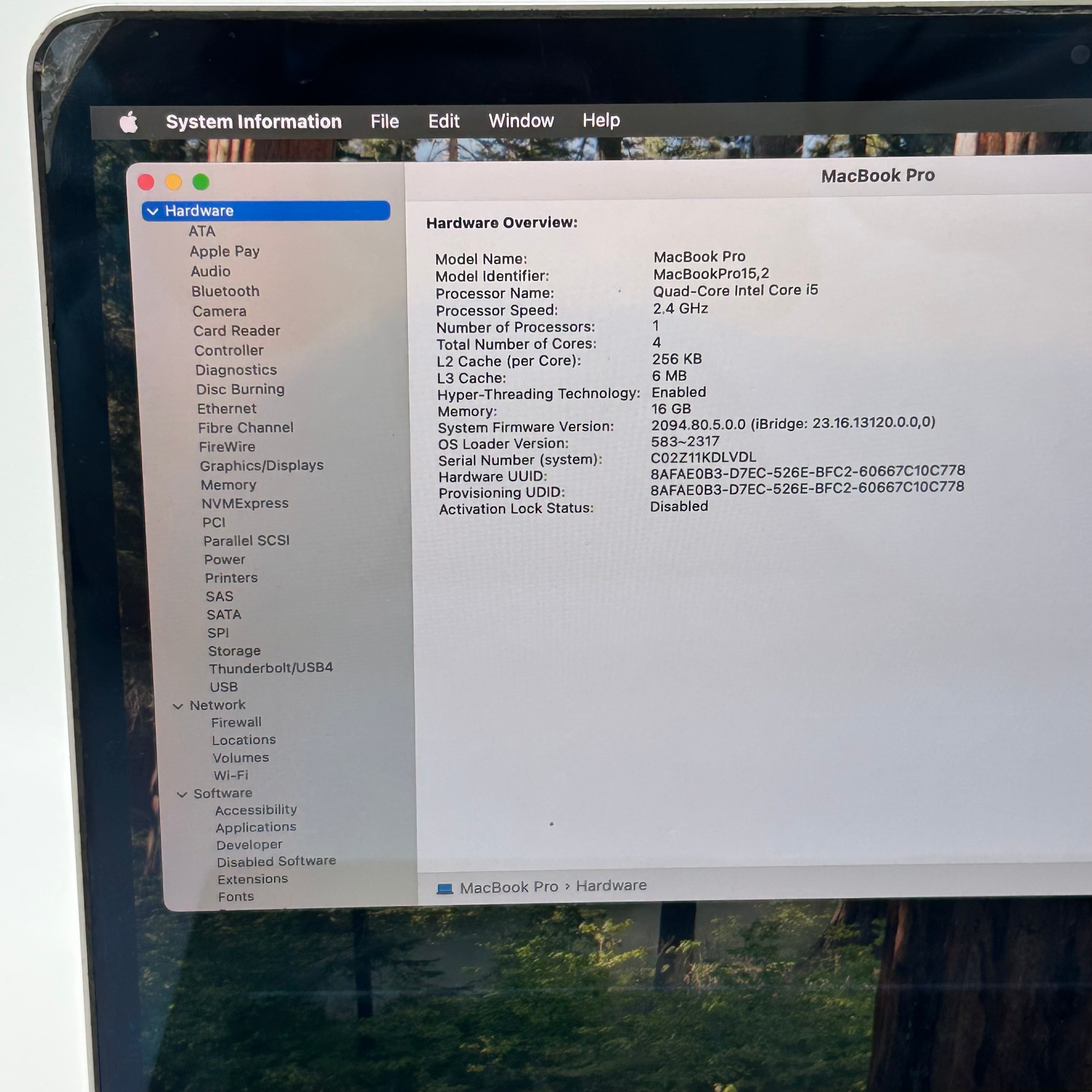 Apple MacBook Pro 13 2019 A1989 i5 2.4GHz 16GB 256GB Service Battery
