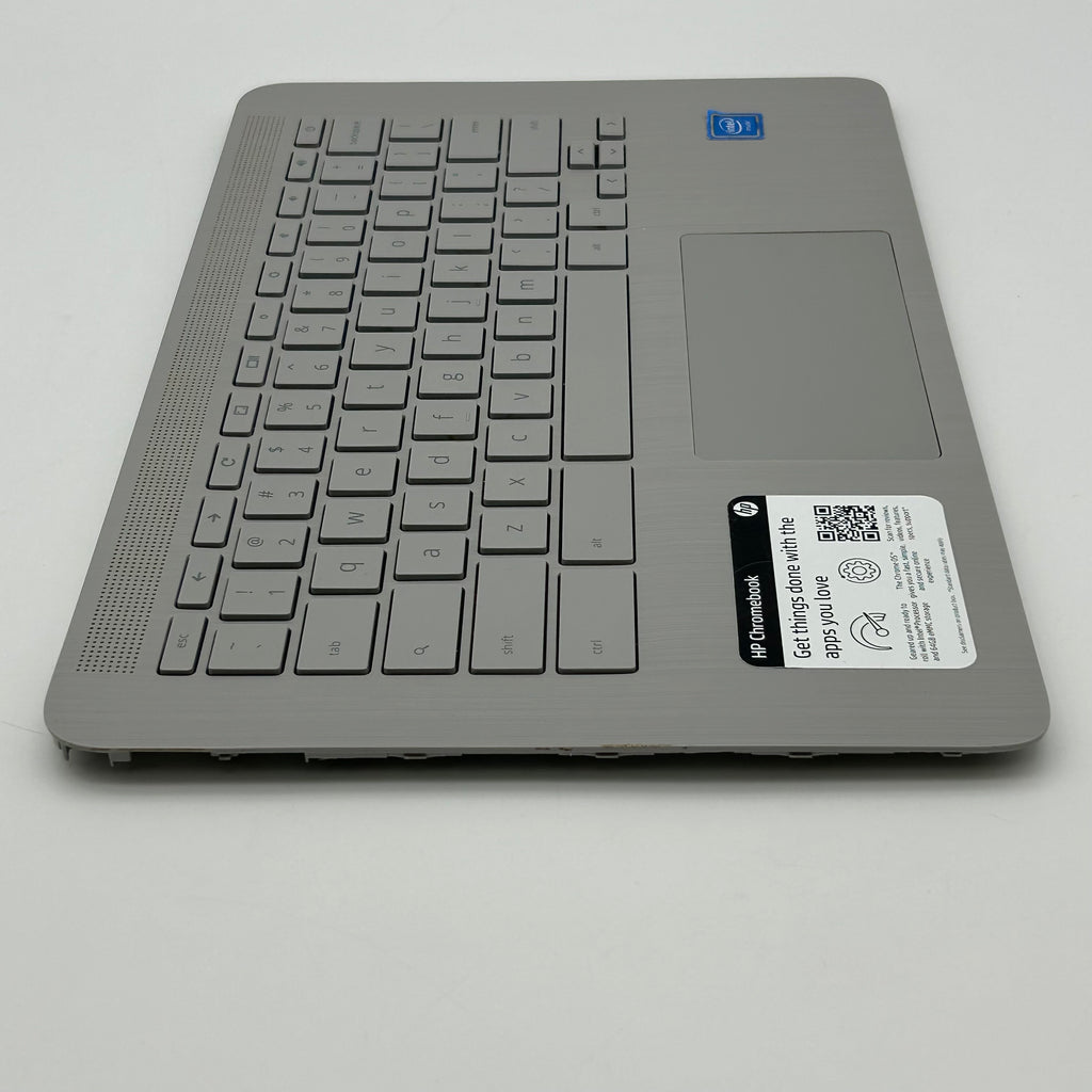 HP Chromebook14A-NE0013DX OEM Palmrest with Keyboard + Touchpad Silver Used
