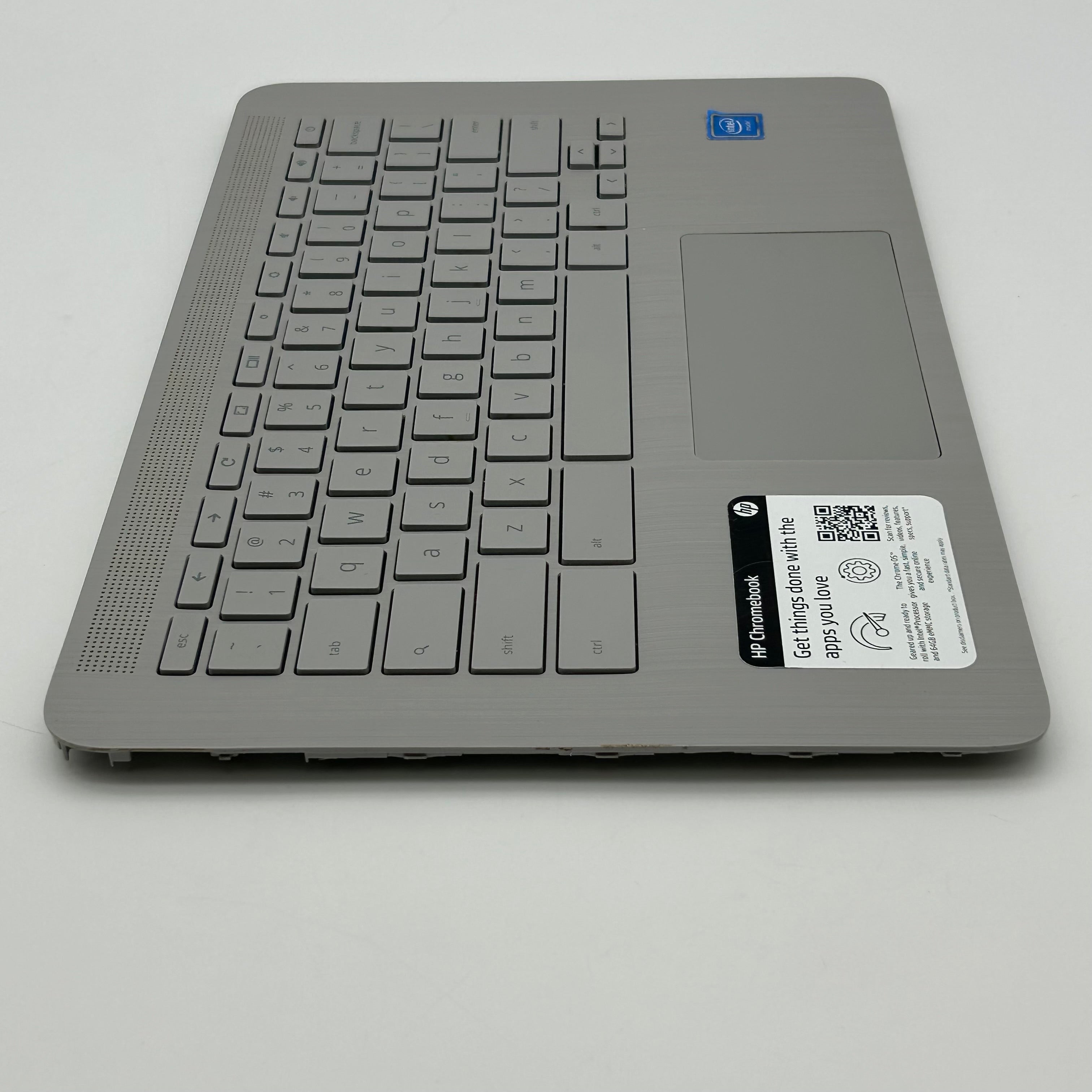 HP Chromebook14A-NE0013DX OEM Palmrest with Keyboard + Touchpad Silver Used