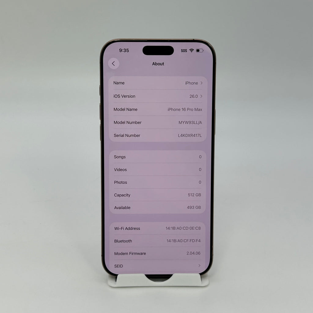 Unlocked Apple iPhone 16 Pro Max 512GB Desert Titanium MYW93LL/A 92% BH