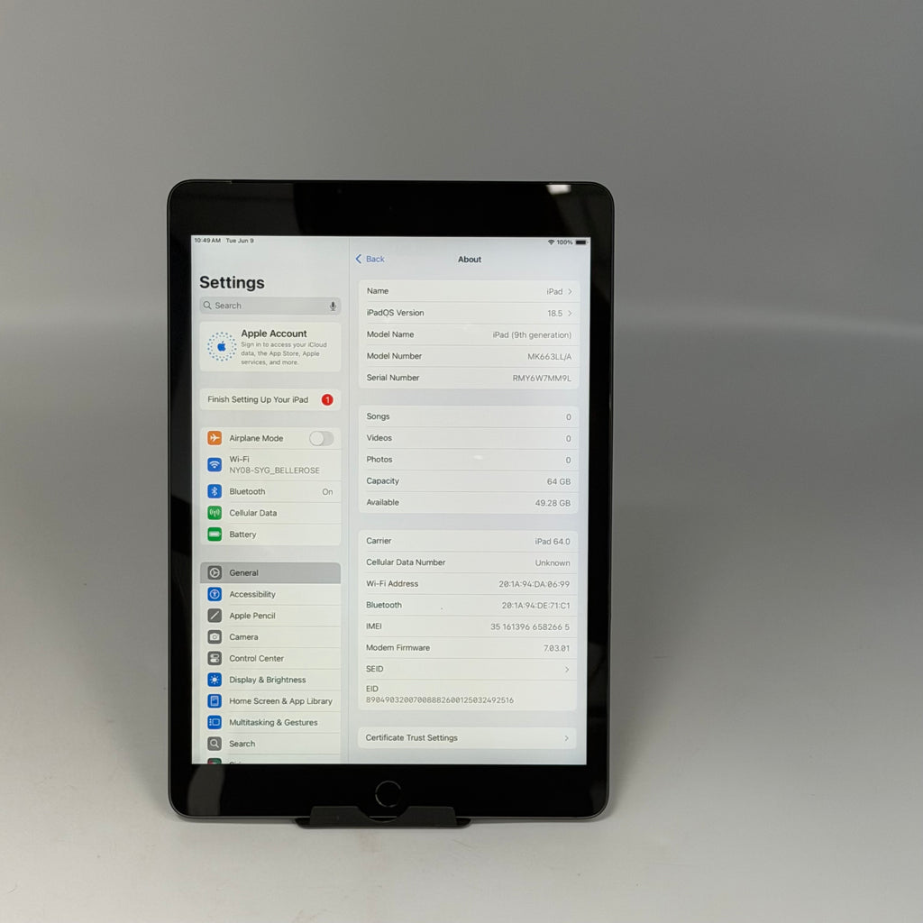 Apple iPad (9th Generation) A2603 64 GB, Wi-Fi+Cellular, 10.2 in - Space Gray