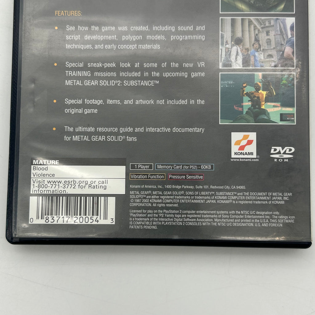 The Documents Of Metal Gear Solid 2 PS2 w/ Manual & Case