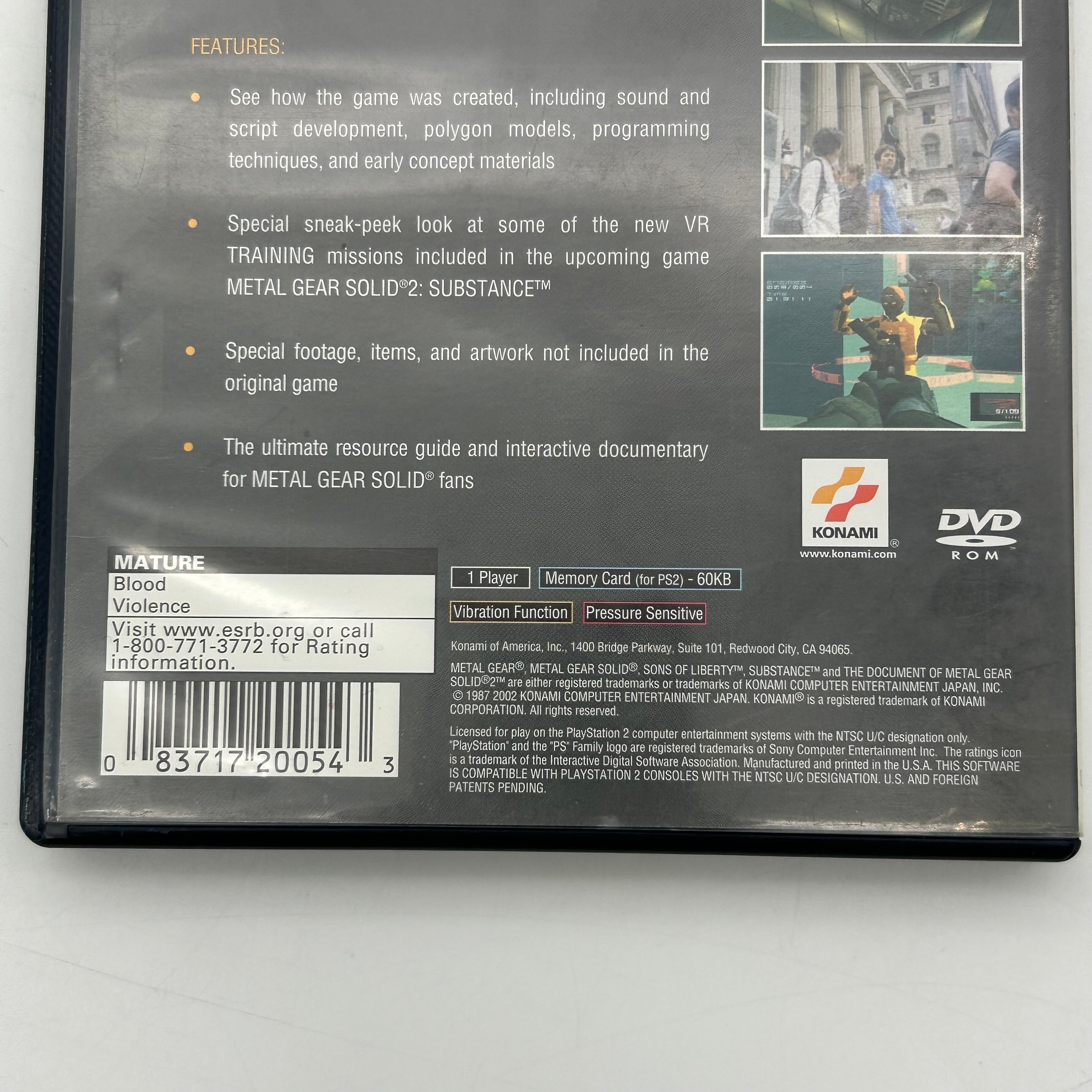 The Documents Of Metal Gear Solid 2 PS2 w/ Manual & Case