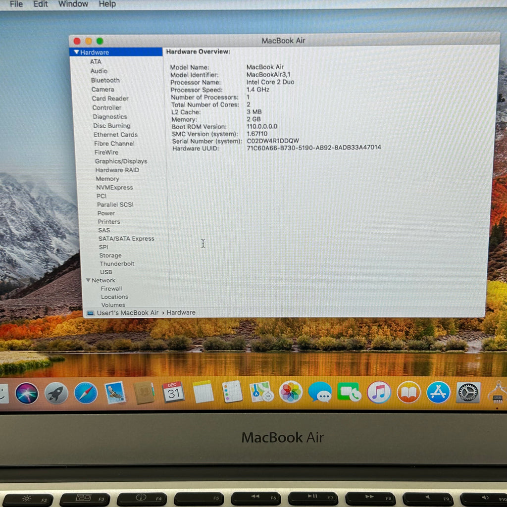 Apple MacBook Air 11" A1370 Intel Core 2 Duo 2GB RAM 128GB - *READ*