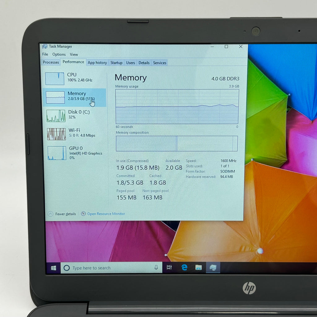 HP Stream 14-CB012DX 14" Celeron N3060 4GB RAM 64GB SSD Win 10