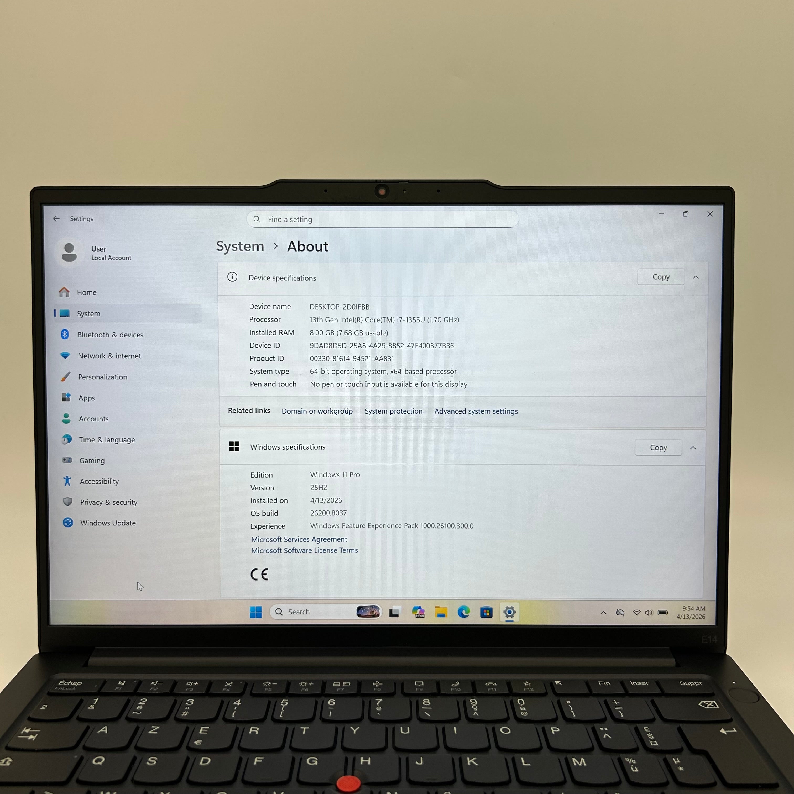 Lenovo ThinkPad E14 Gen 5 14" i7-1355U 13th Gen 8GB RAM 512GB SSD Win 11 Pro