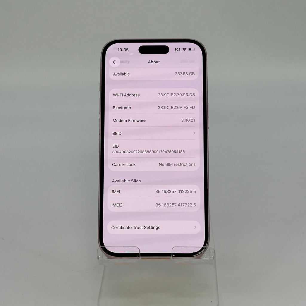 Apple iPhone 15 A2846 256GB Pink (Unlocked) 99% Bh - 203 cycle