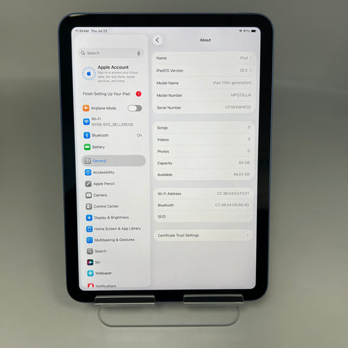 Apple iPad (10th Generation) A2696 64GB Blue WiFi Only
