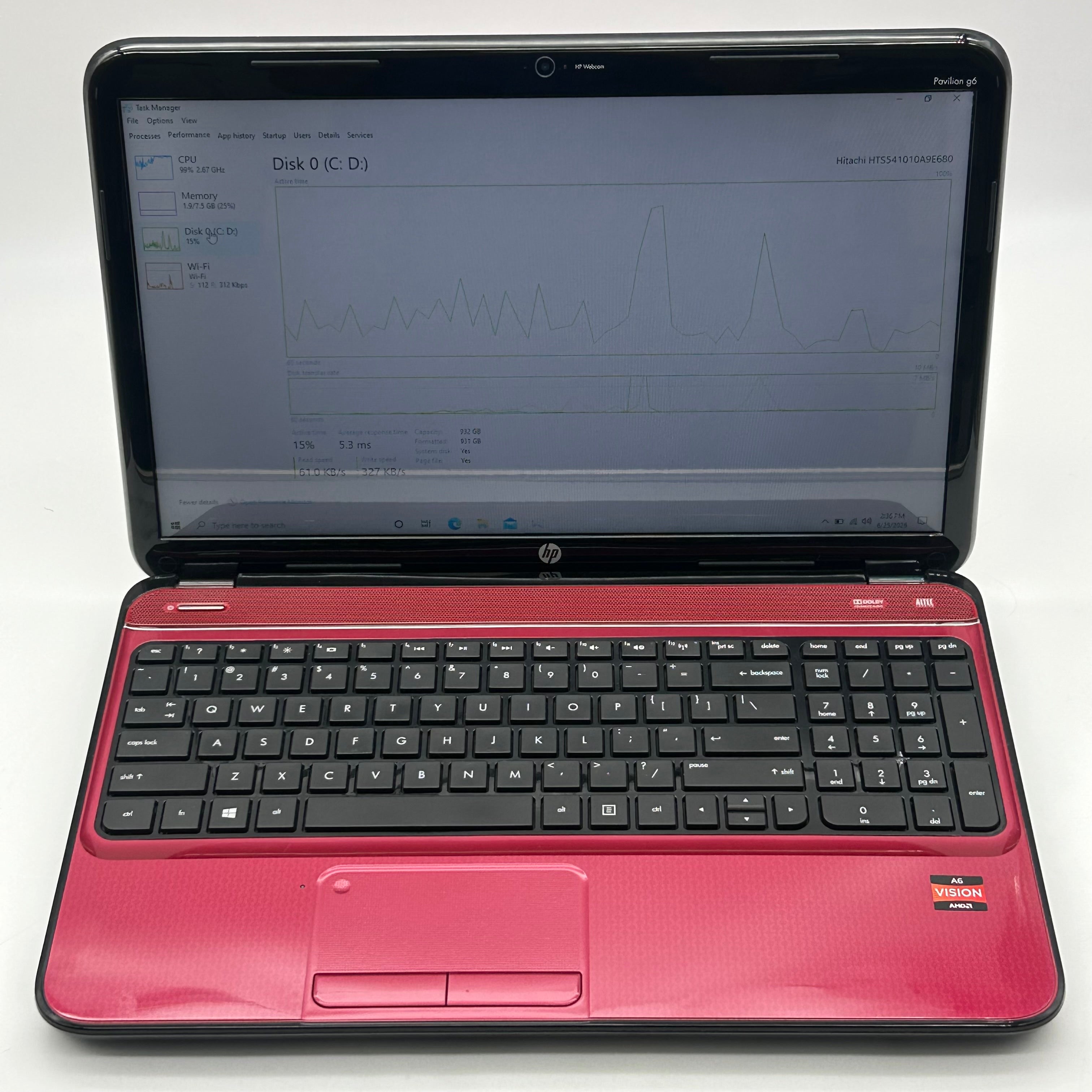 HP Pavilion G6 15.6-Inch Laptop | AMD A6-4400M APU| 8GB RAM| 1TB HDD| Red w/ Charger