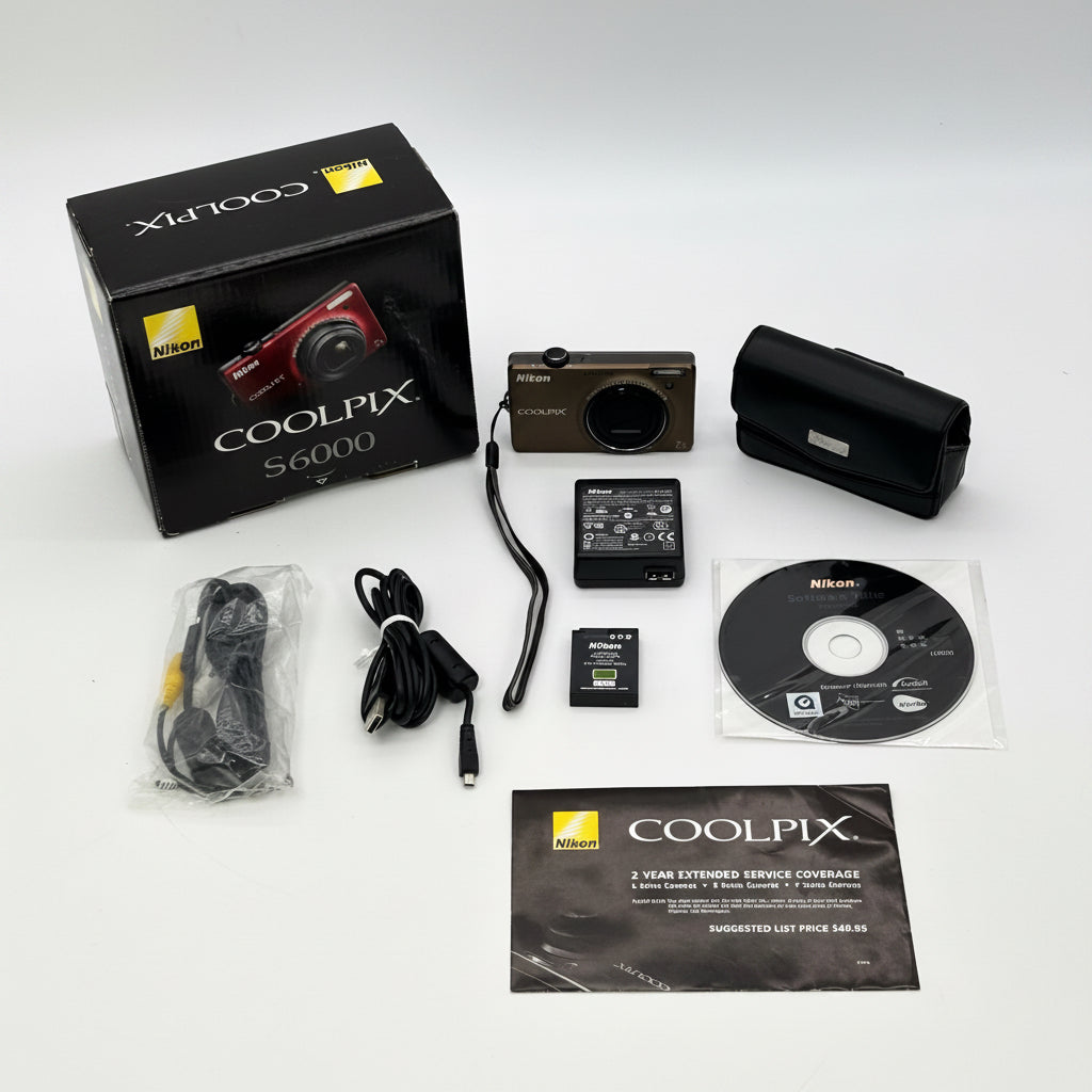 Nikon COOLPIX S6000 14.2MP Digital Camera Bronze - Bundle With Box & Case - VGC