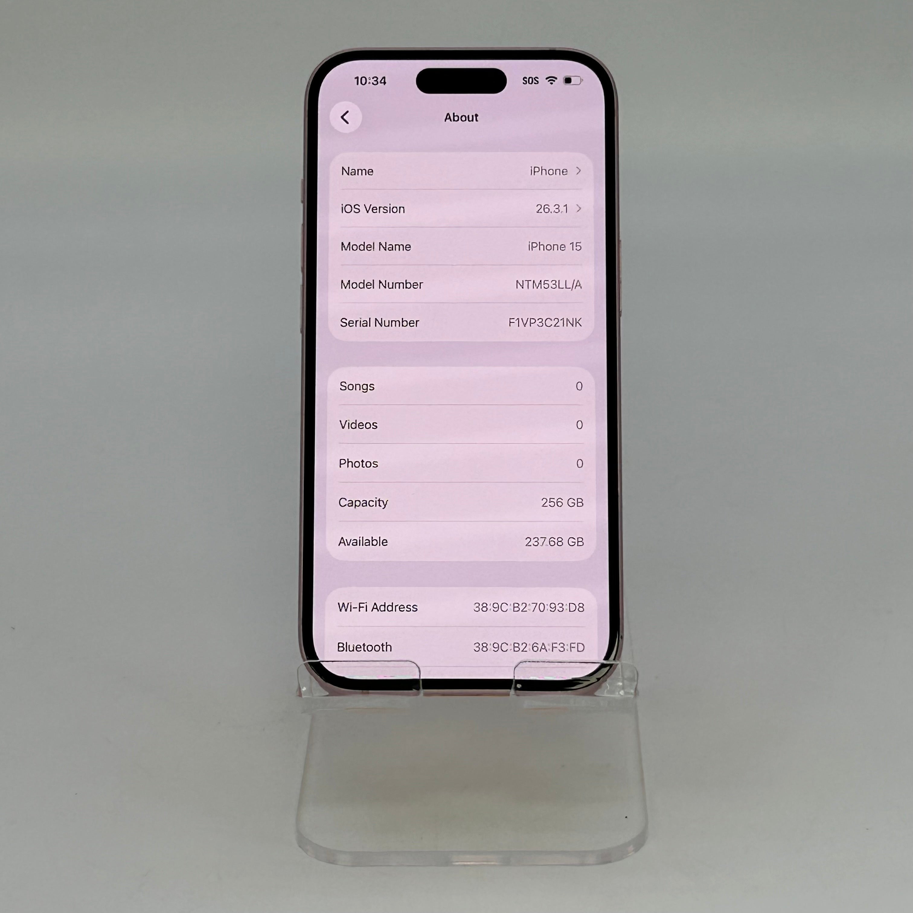 Apple iPhone 15 A2846 256GB Pink (Unlocked) 99% Bh - 203 cycle