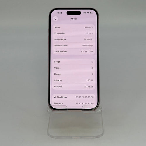 Apple iPhone 15 A2846 256GB Pink (Unlocked) 99% Bh - 203 cycle
