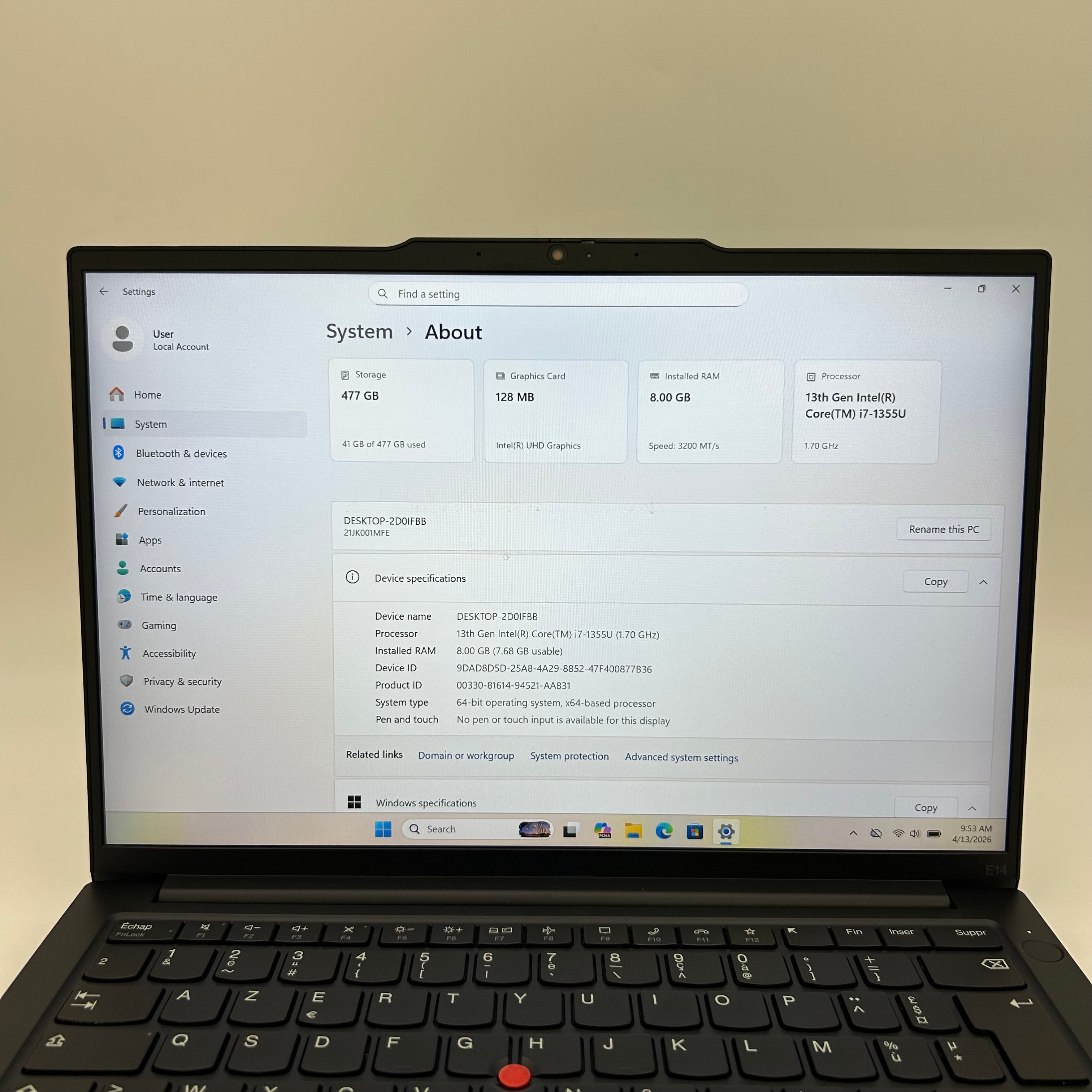 Lenovo ThinkPad E14 Gen 5 14" i7-1355U 13th Gen 8GB RAM 512GB SSD Win 11 Pro