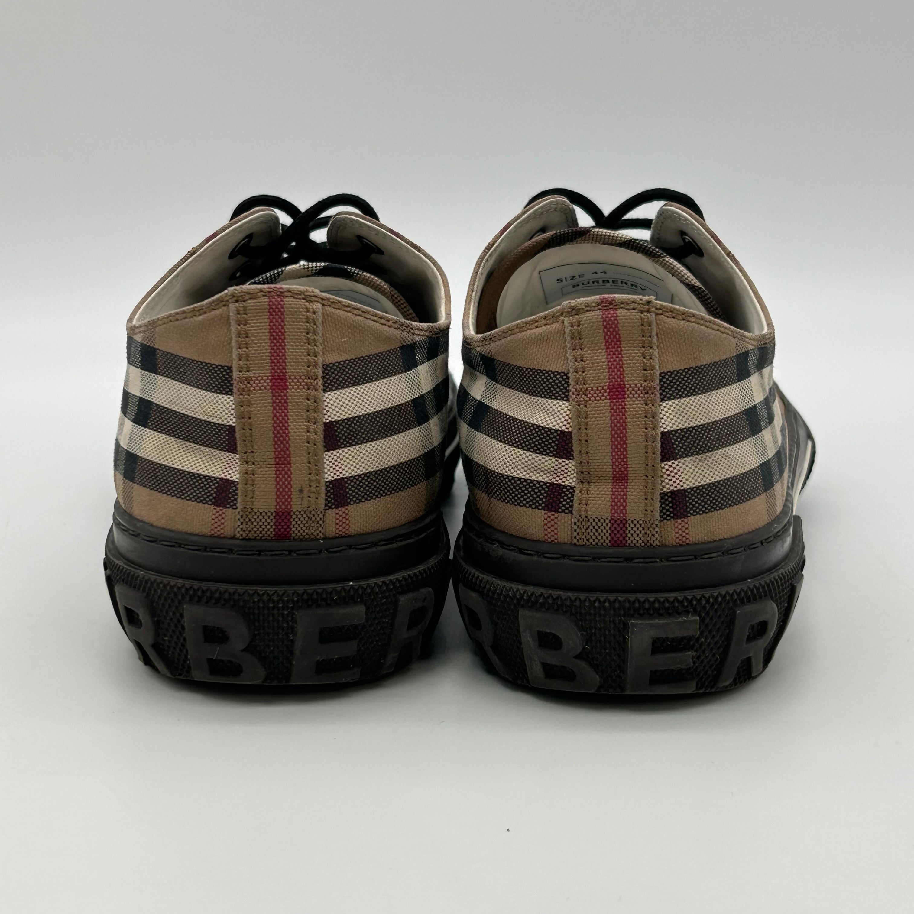 Burberry Vintage Check Sneakers Canvas Low Top Black Sole EU 44 US 11 Plaid Men’s