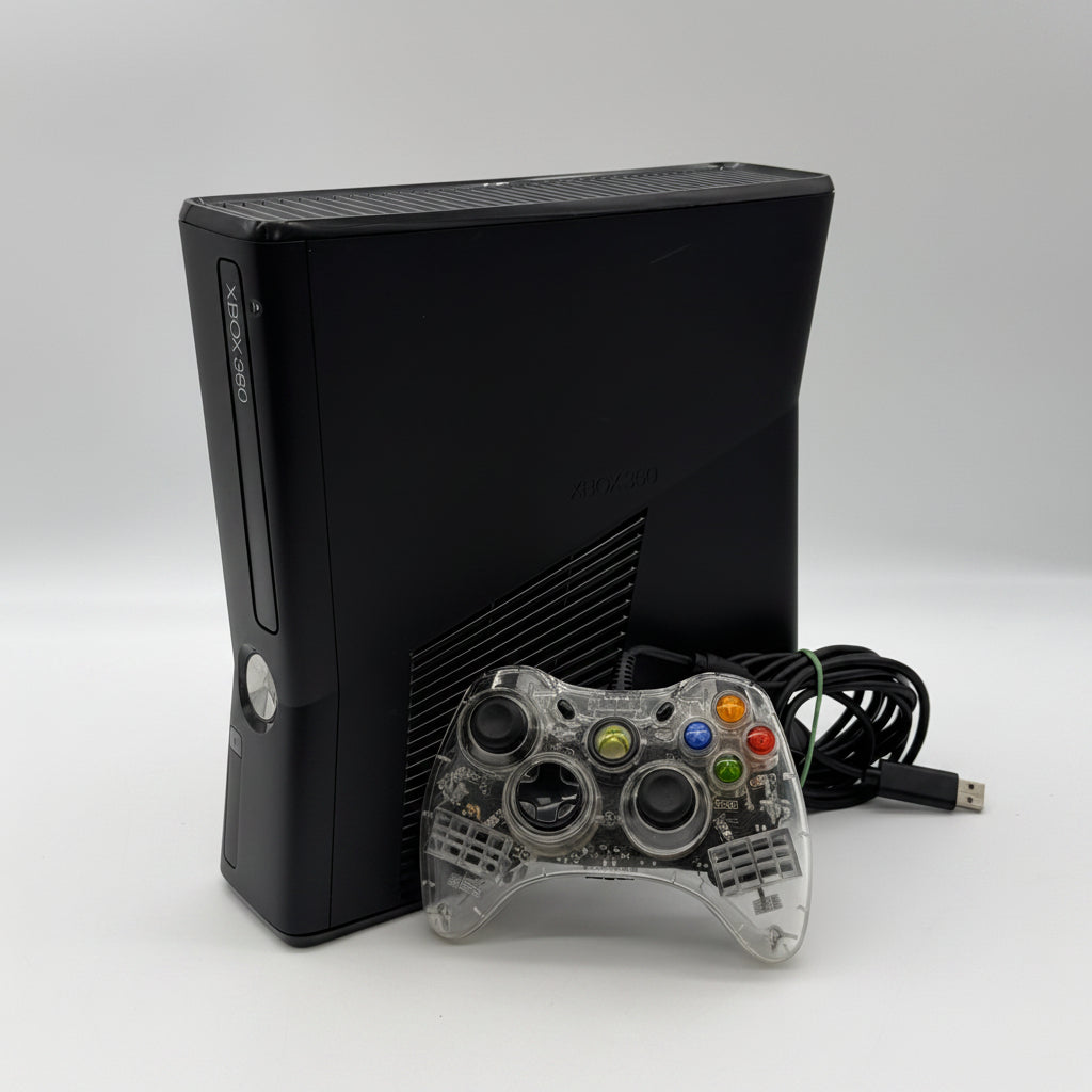 Microsoft Xbox 360 S 2005 Black 4GB Console w/ Controller & 4 Games