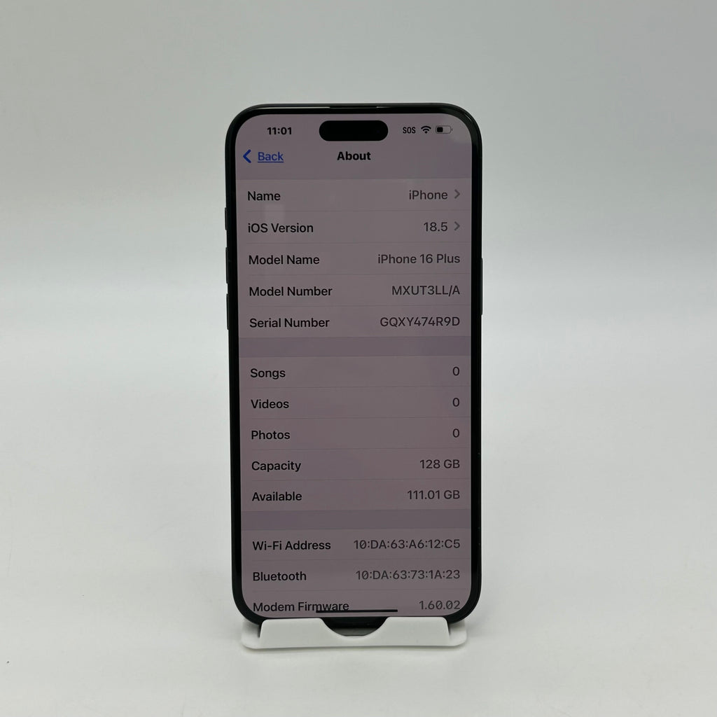 T-Mobile Apple iPhone 16 Plus 128GB Black MXUT3LL/A 100% BH