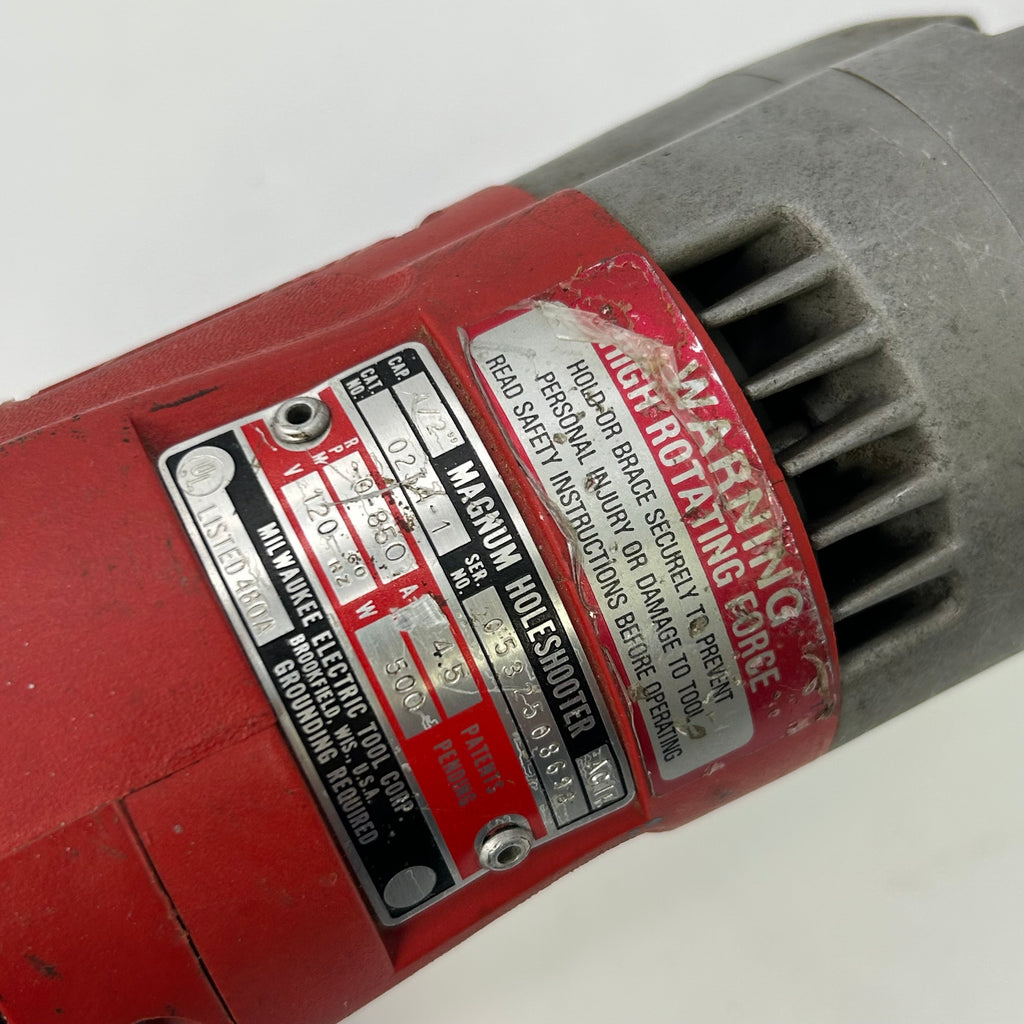 MILWAUKEE TOOLS 1/2" MAGNUM HOLE-SHOOTER DRILL 0234-1 w/ SIDE HANDLE CHUCK KEY